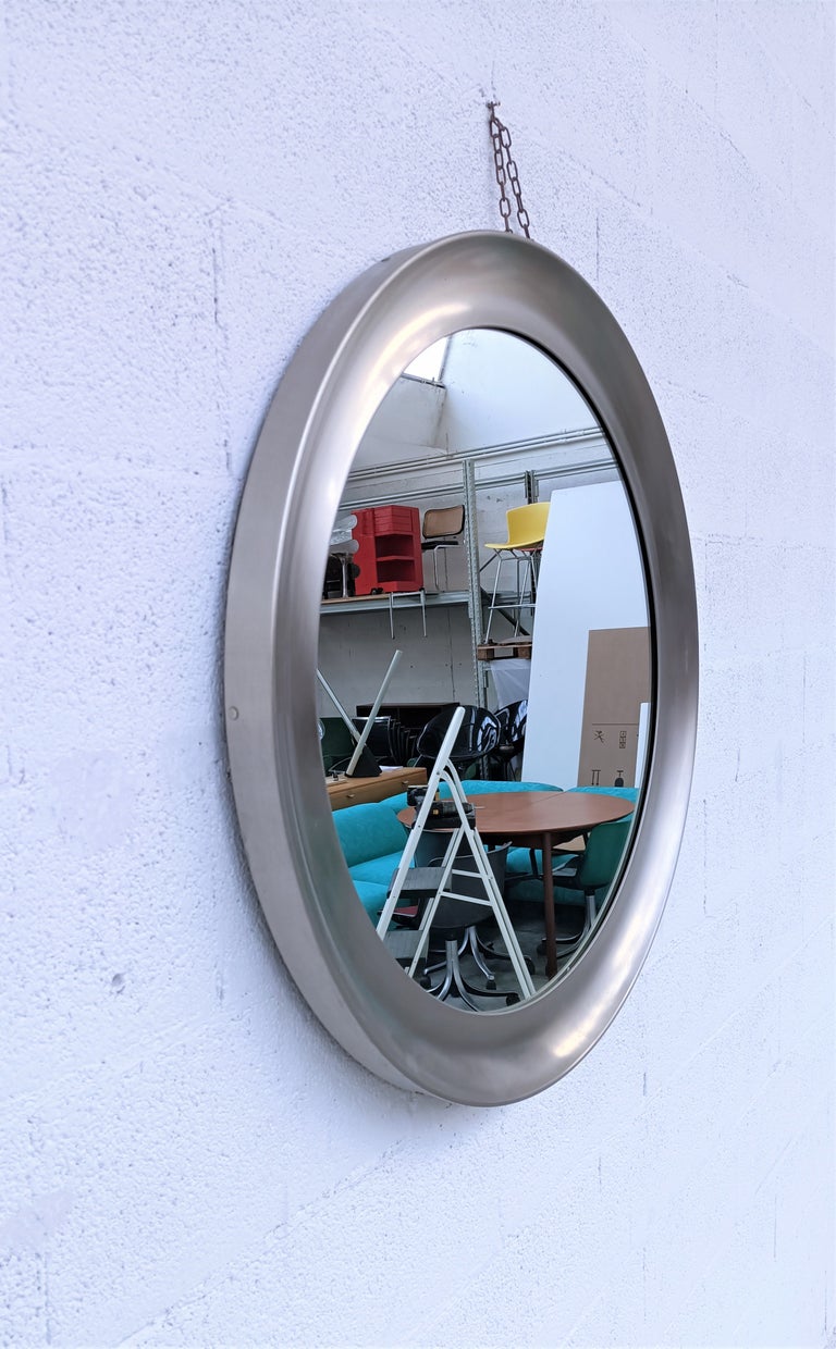 Large Round Brass Wall Mirror "Narciso" by Sergio Mazza for Artemide For Sale at 1stDibs