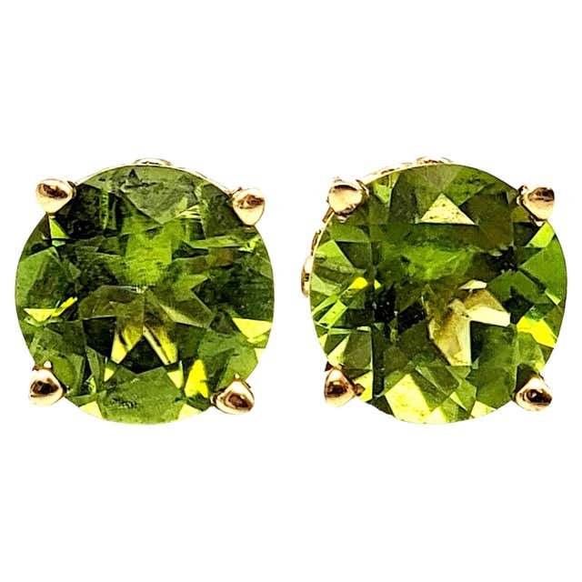14k Yellow Gold Round Peridot Stud Earrings 14k 14k Yellow Gold