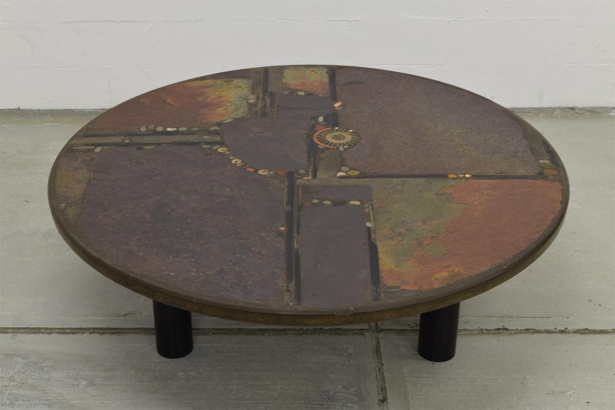 Large Round Brutalist Handmade Coffee Table from Paul Kingma, 1980s In Good Condition For Sale In The Hague, NL