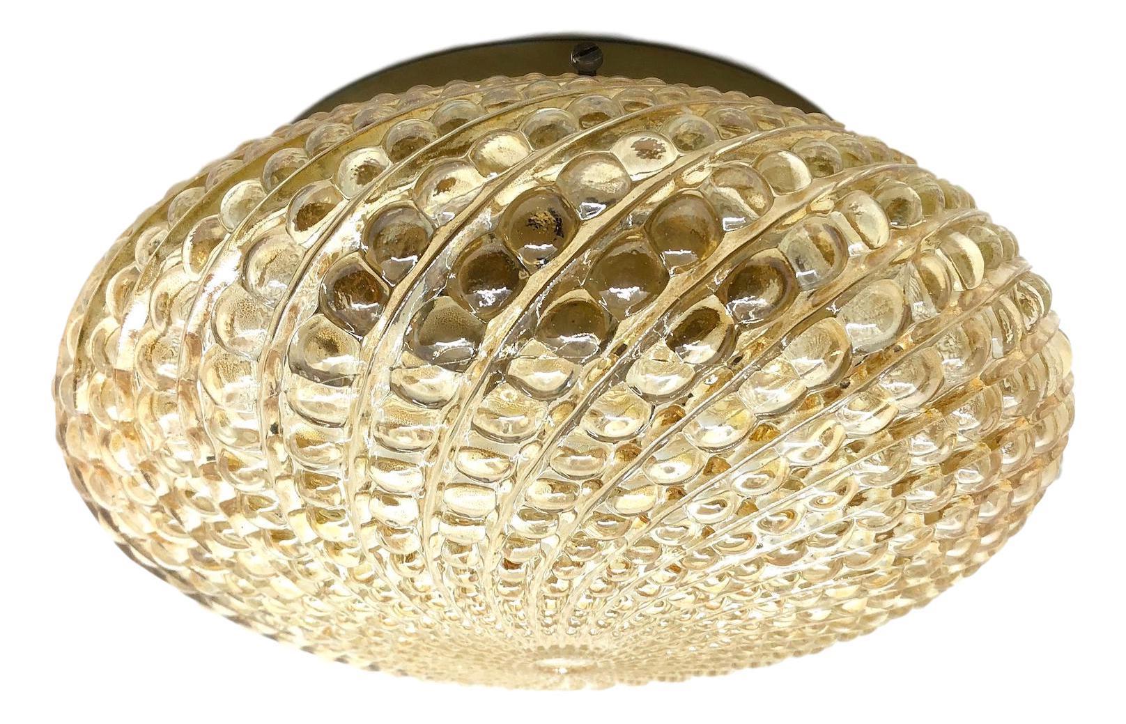 Mid-Century Modern Large Round Bubble Glass Flush Mount, Germany, 1960s For Sale
