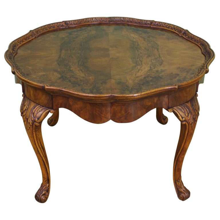 Large Round Burr Walnut Coffee Table at 1stDibs