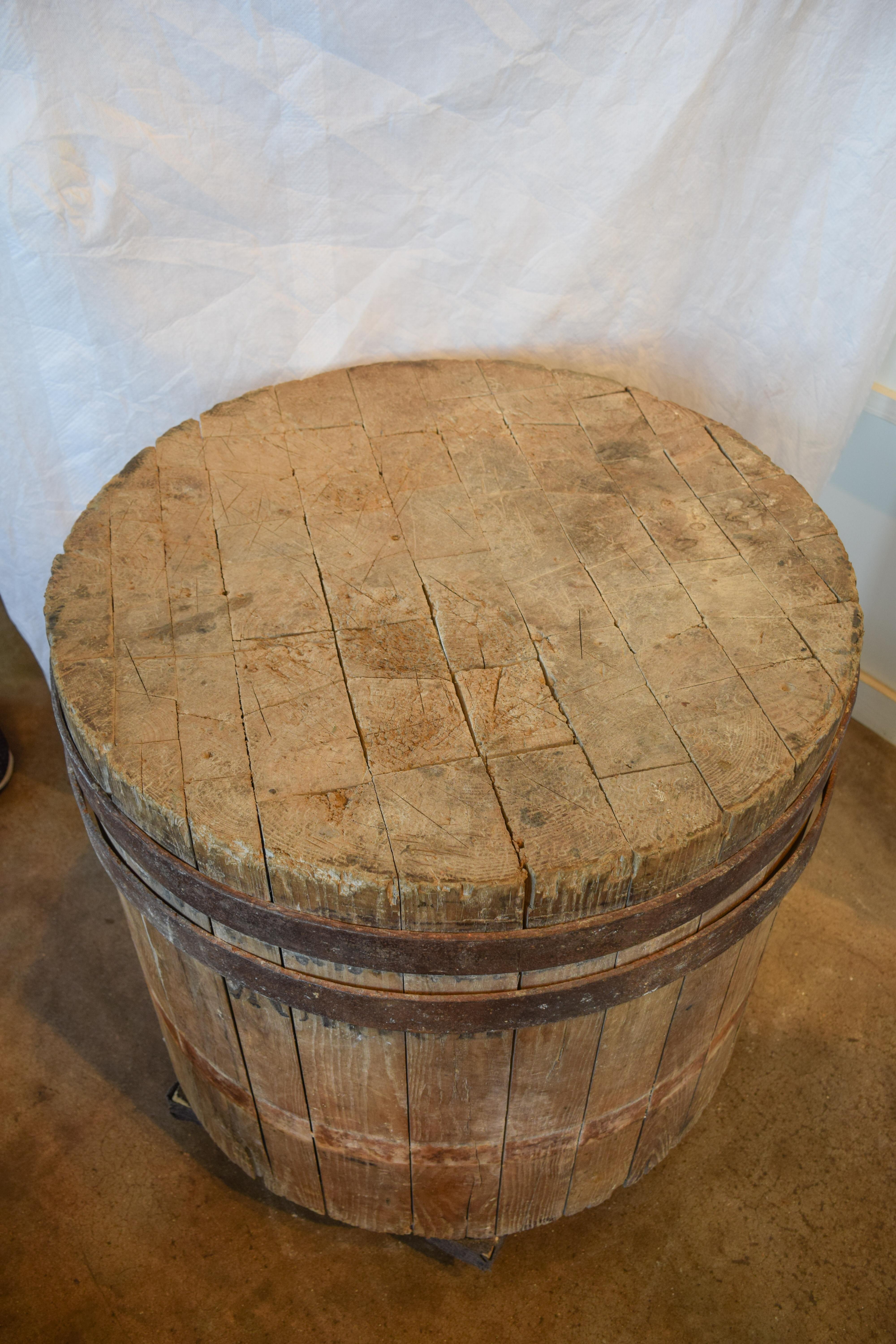 19th Century Large Round Butcher Block For Sale