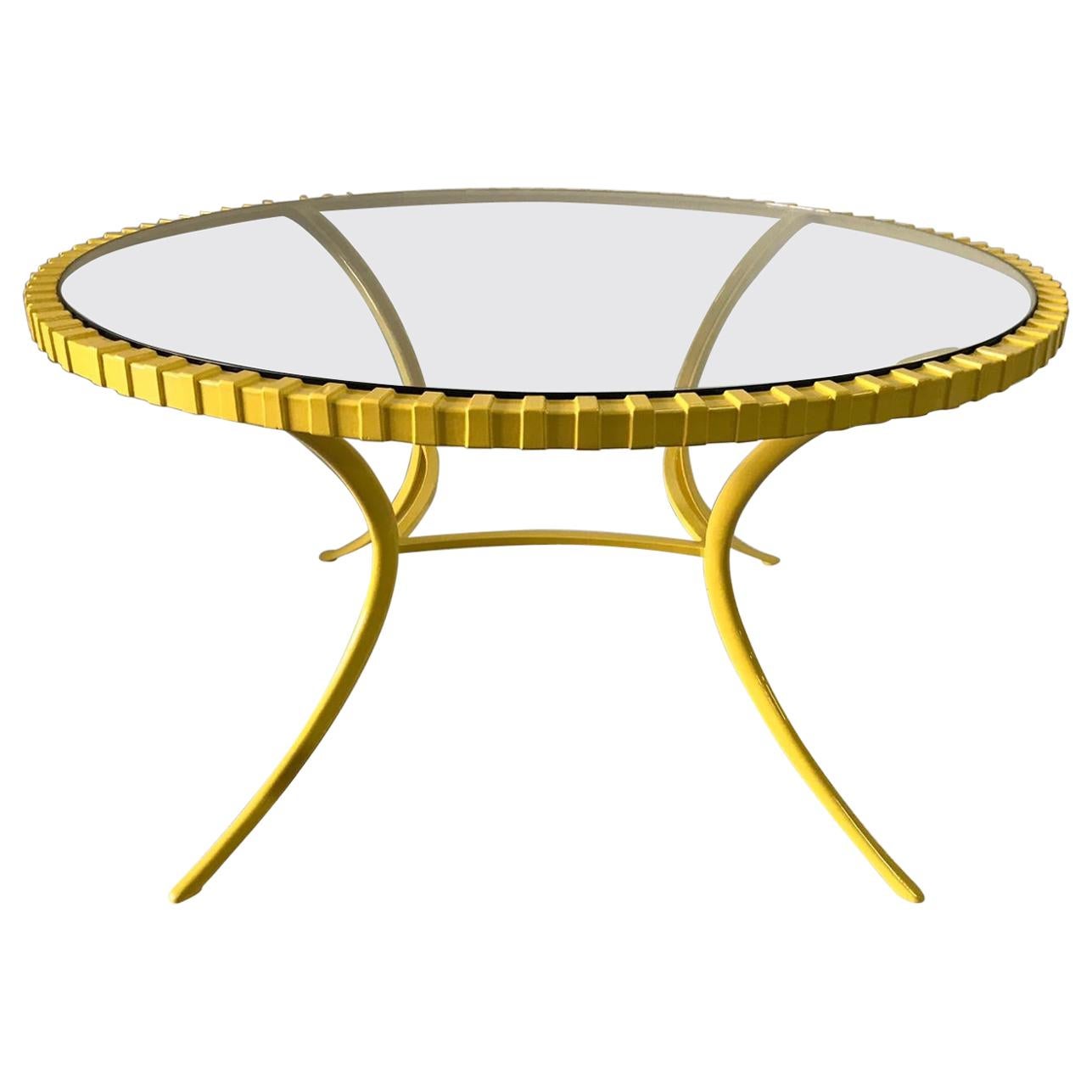 Large Round Canary Yellow Klismos Table by Thinline
