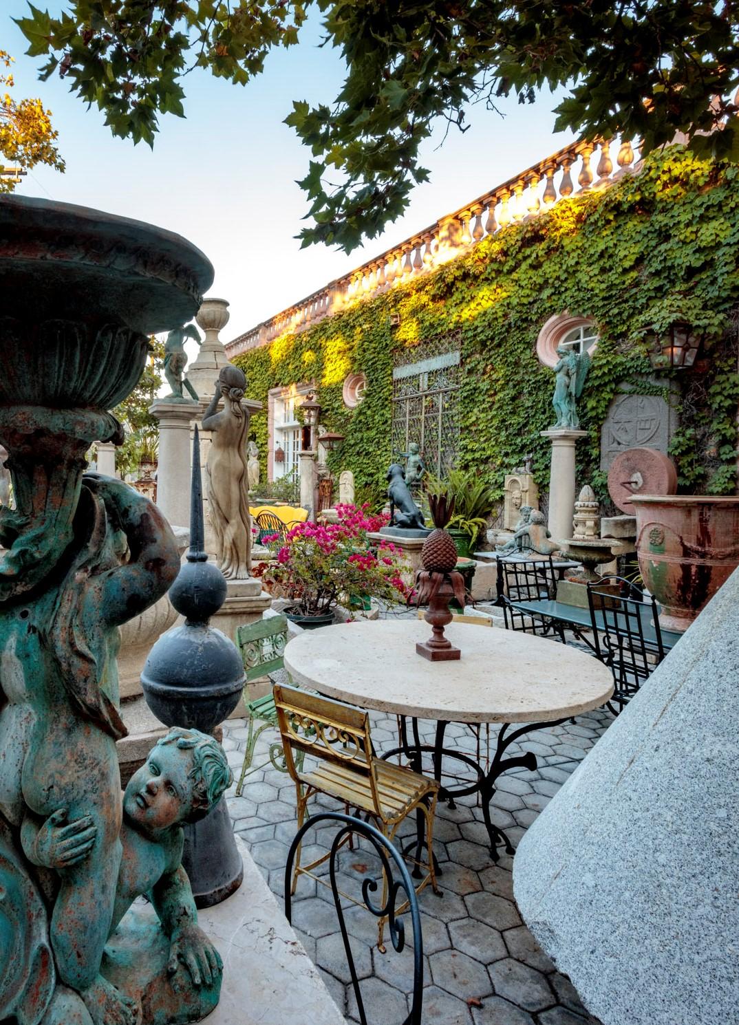 Large Round Carved Stone & Iron Garden Patio Dining Table Giacometti Style LA CA 14