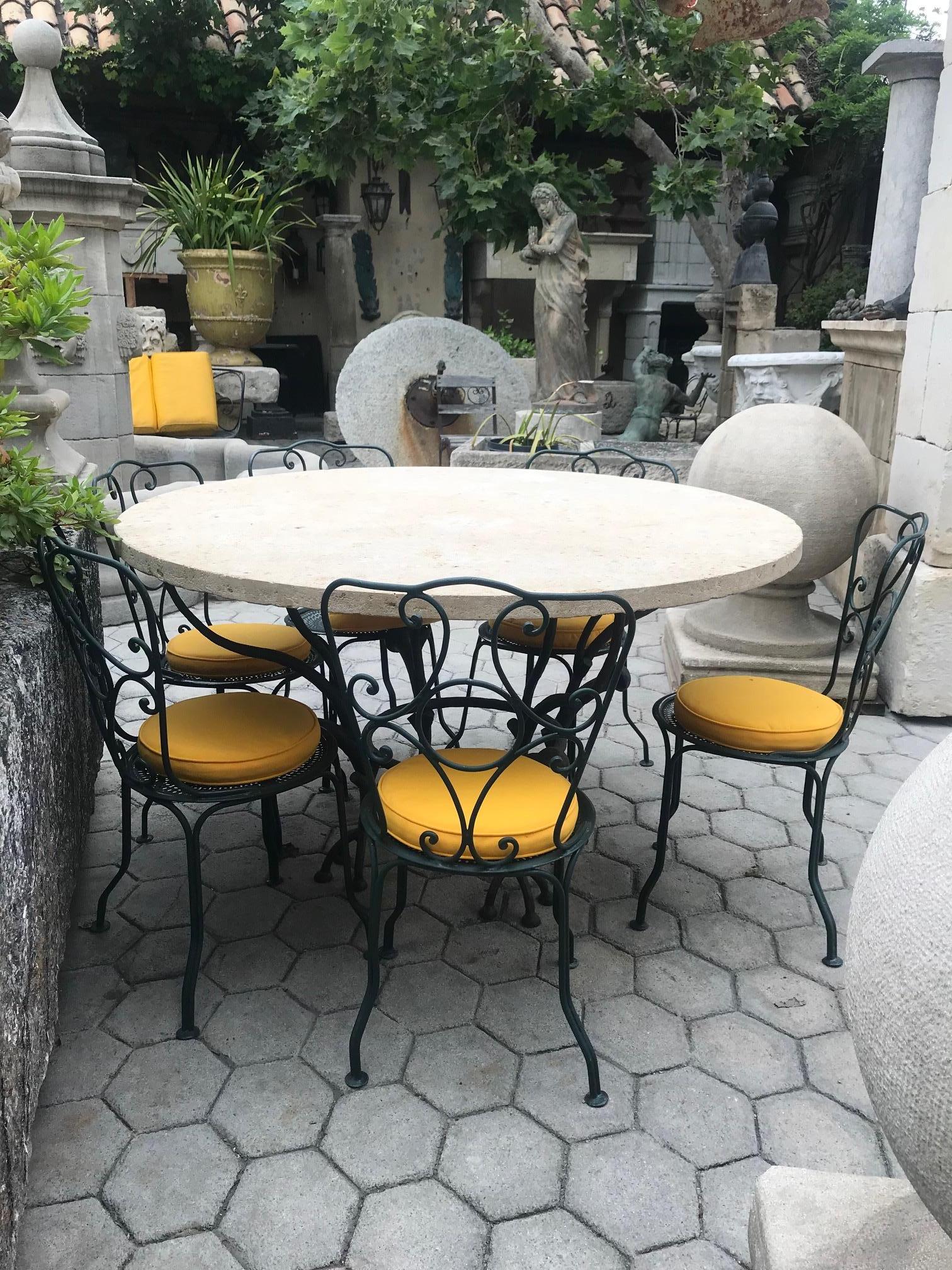 round stone patio table
