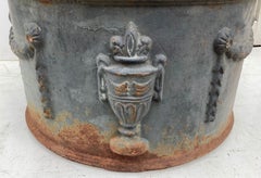 Large Round Cast Iron Planter with Greek Motif