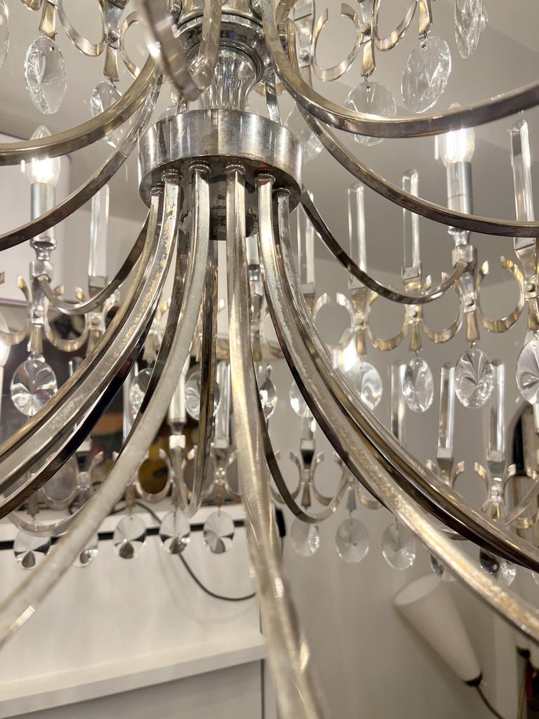 Large Round Chandelier "Ovali" by Gaetano Sciolari, Italy, circa 1970
