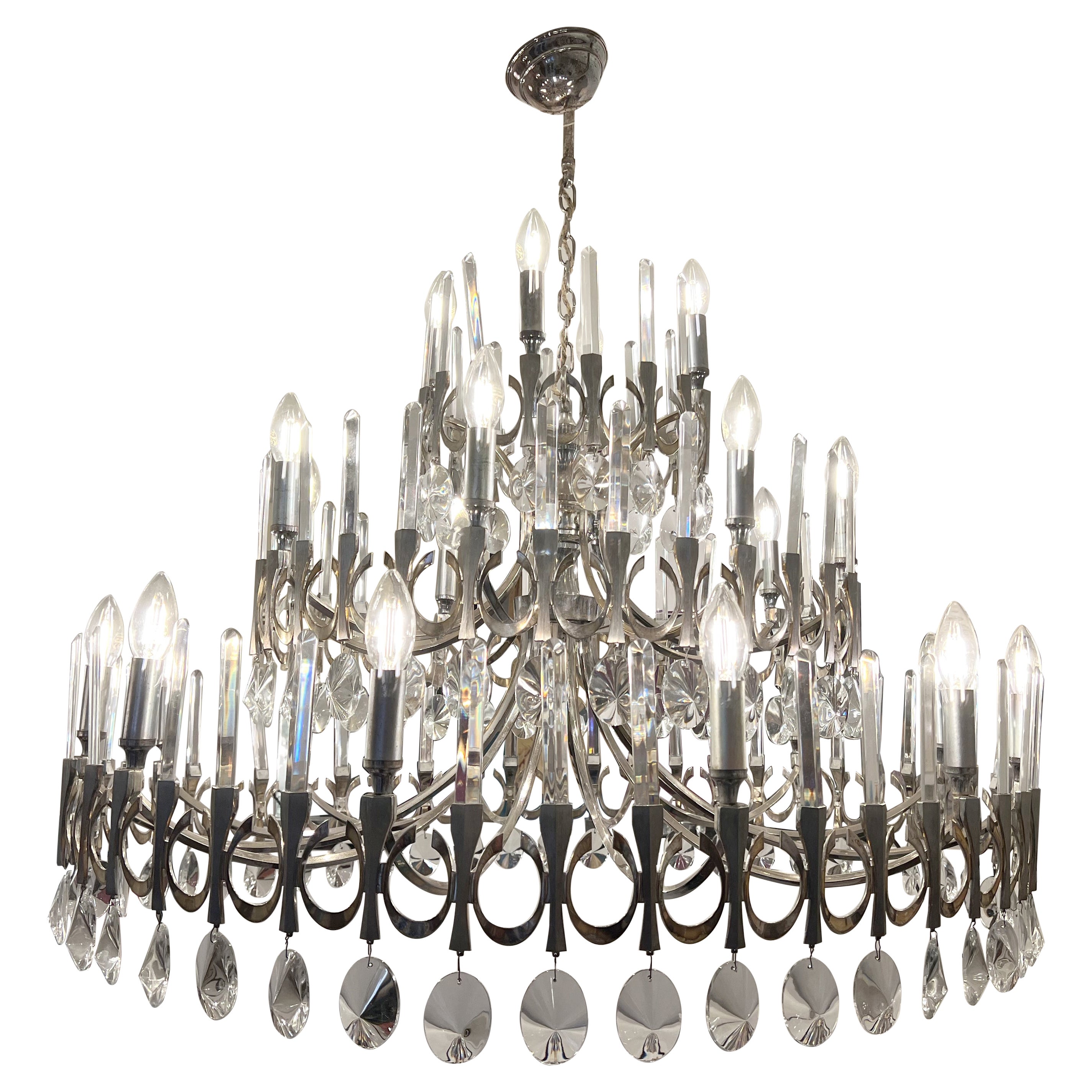 Grande lampadario rotondo "Ovali" di Gaetano Sciolari, Italia, circa 1970 in vendita
