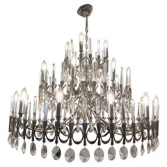 Large Round Chandelier "Ovali" by Gaetano Sciolari, Italy, circa 1970