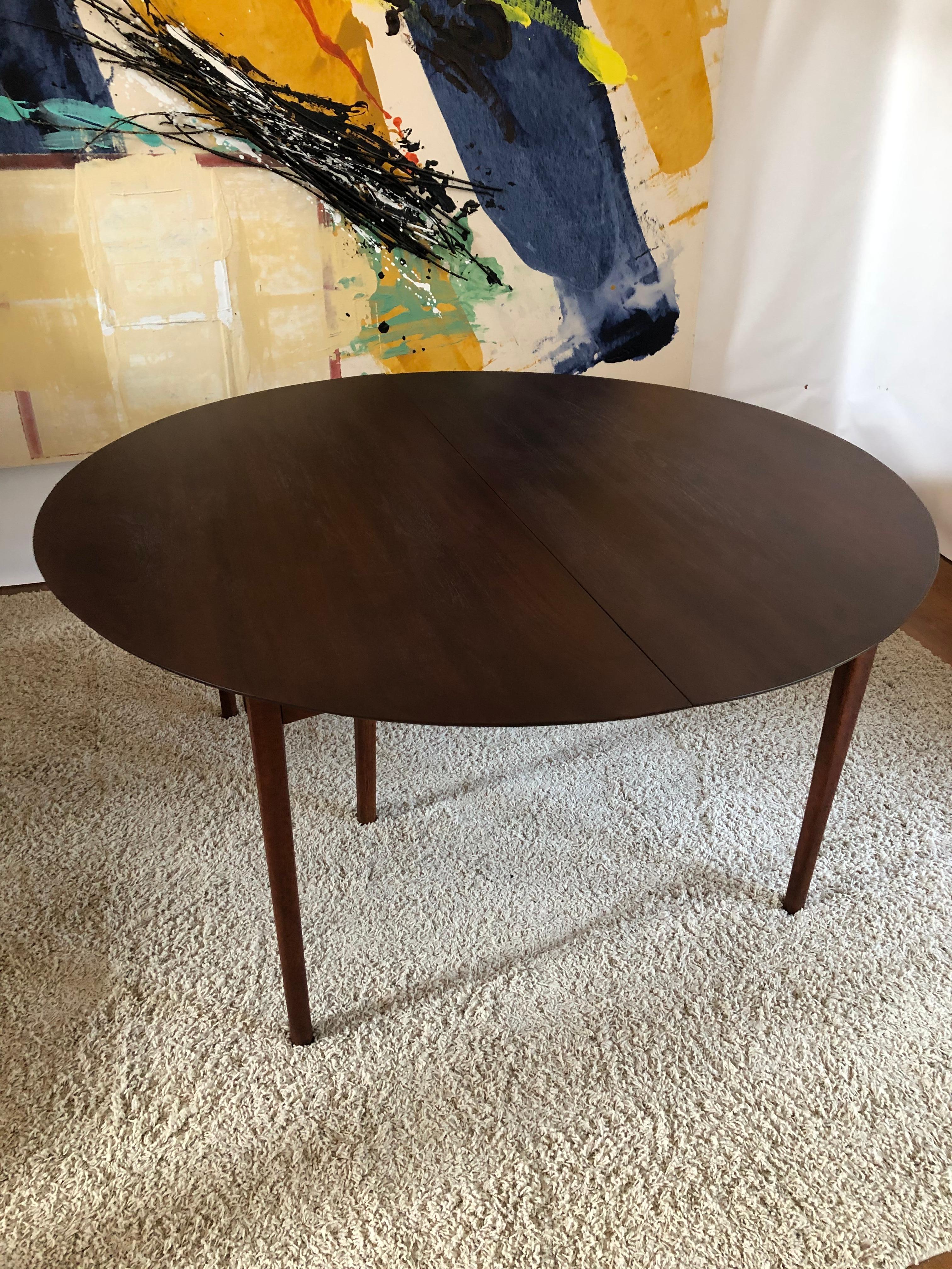 Signed Charles Webb extra large dark walnut solid oversized expandable
Dining table 5 leaves opens to 110” all leaves are different sizes, table completely hand crafted made for the original owners 1950s
So 110-112”x 4’ wide, seats at least 14. In