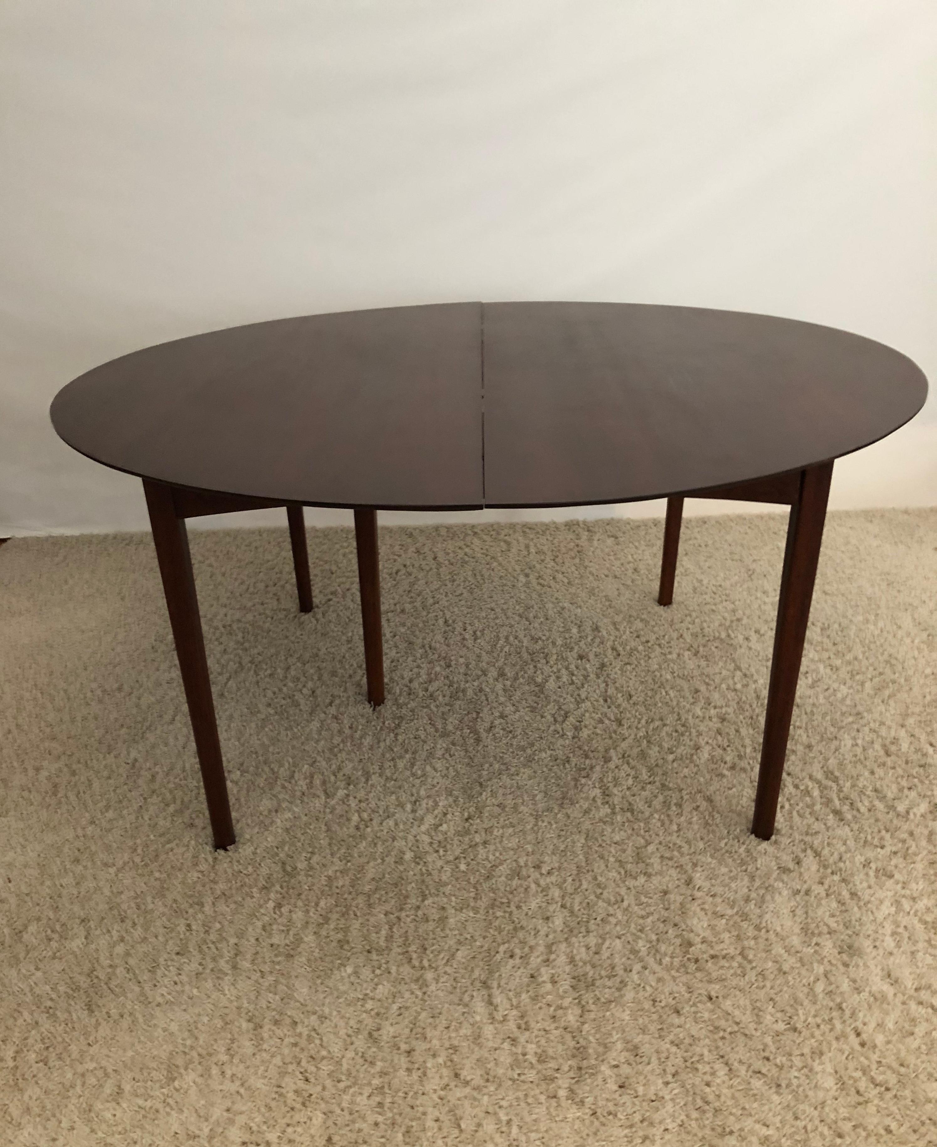 American Large Round Charles Webb Midcentury Extension Dining Table