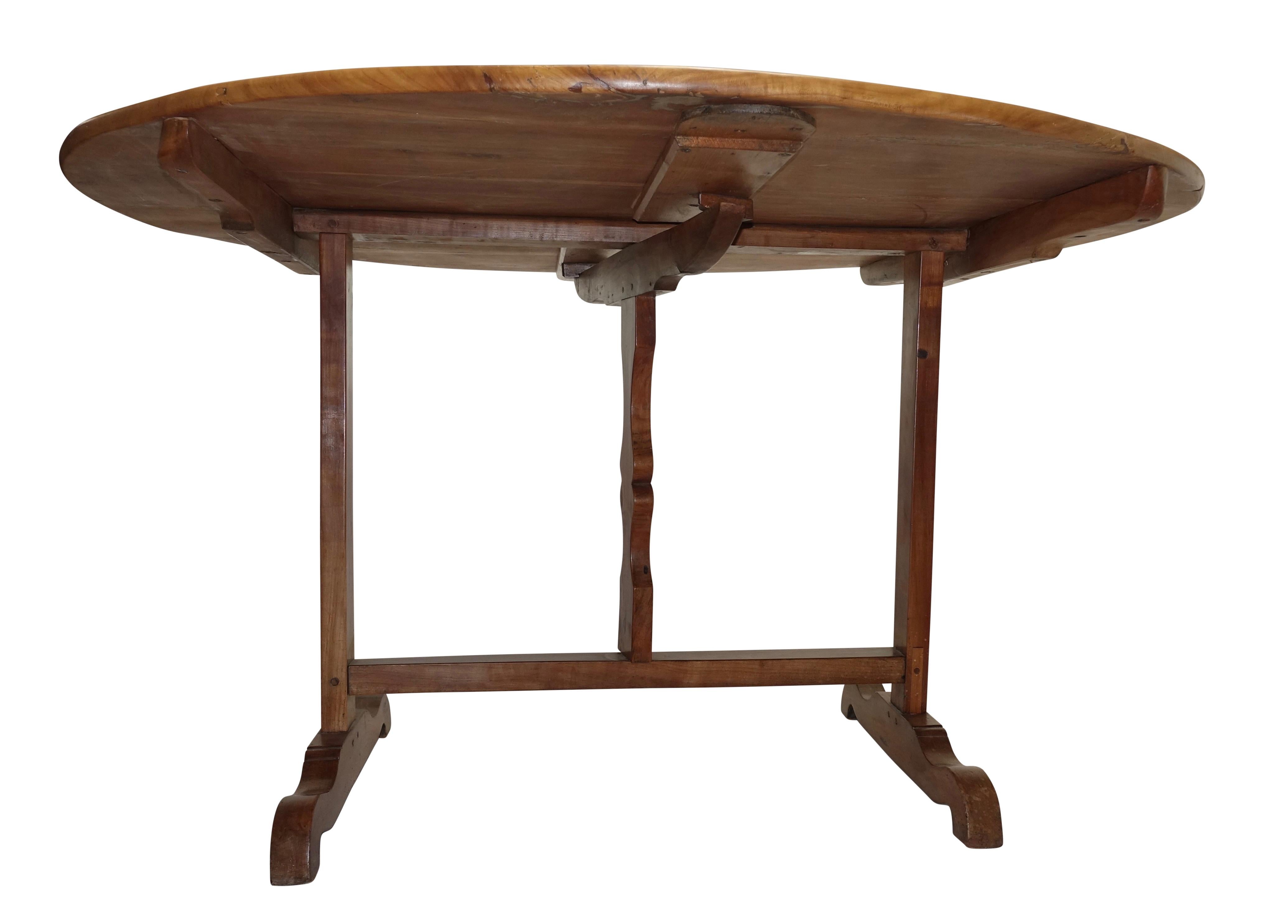 Large Round Cherrywood Wine Tasting Table, French, 19th Century 9