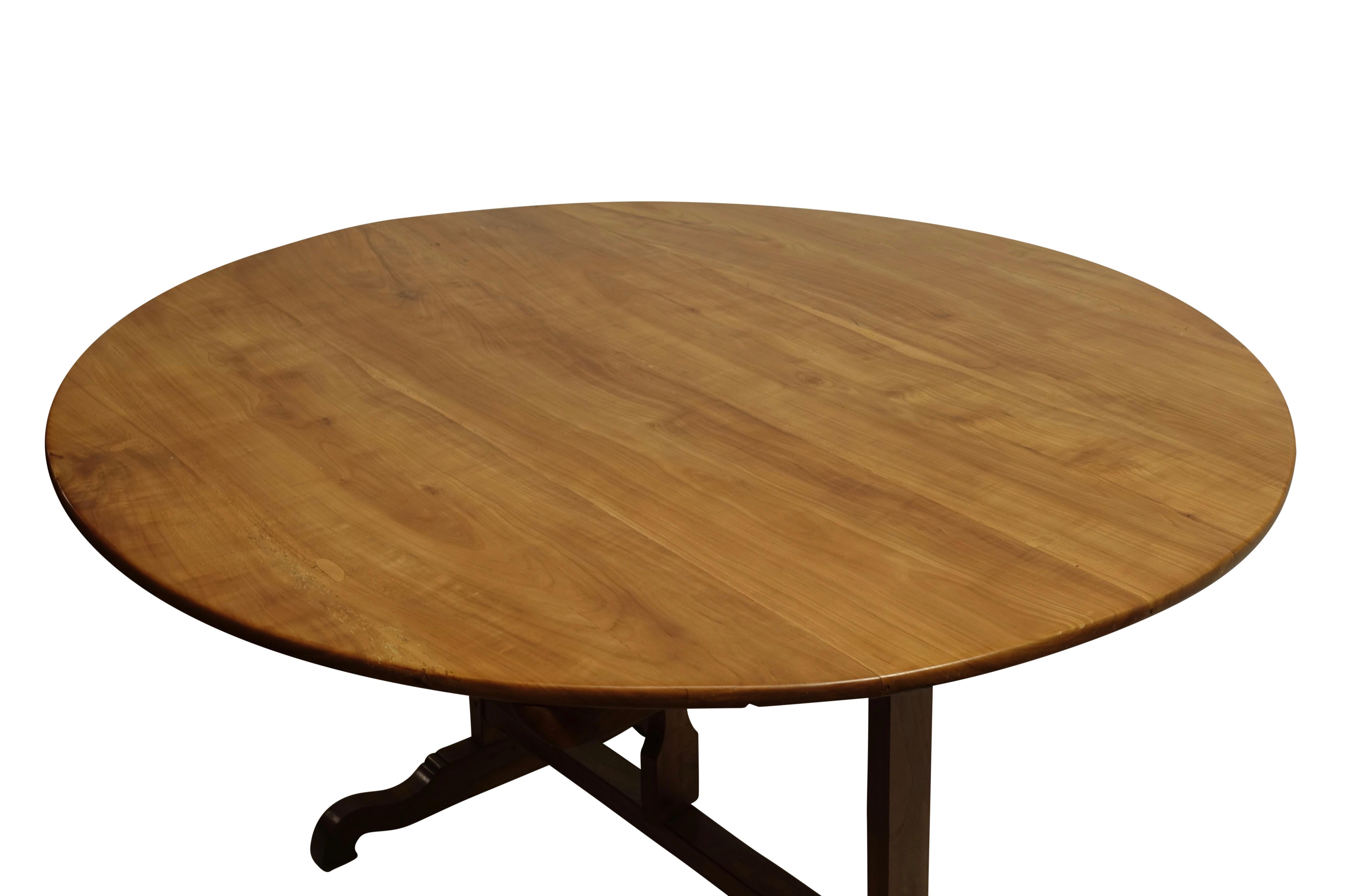 Large Round Cherrywood Wine Tasting Table, French, 19th Century 2