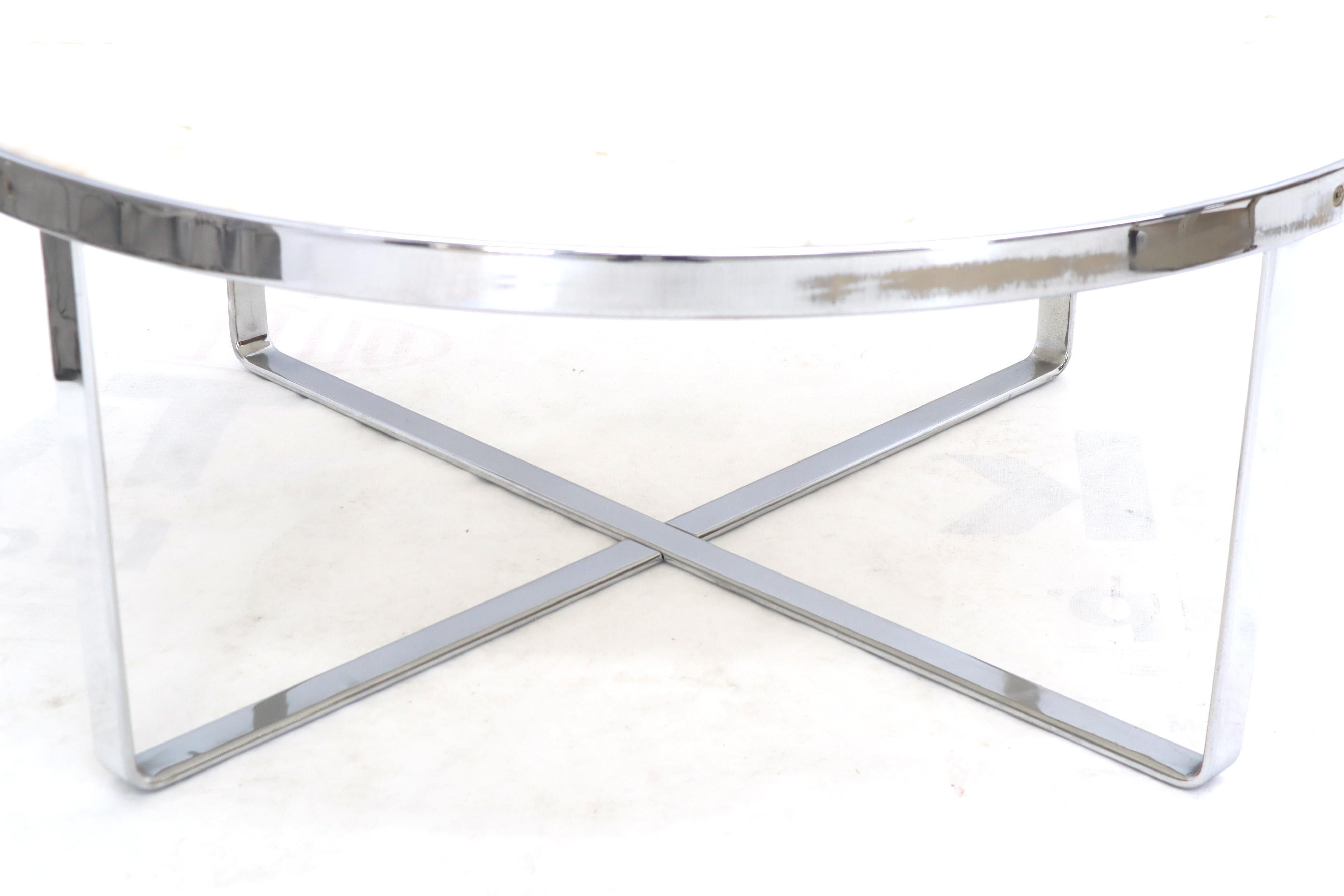 Large Round Chrome Base and Basel Marble Top Coffee Table 2