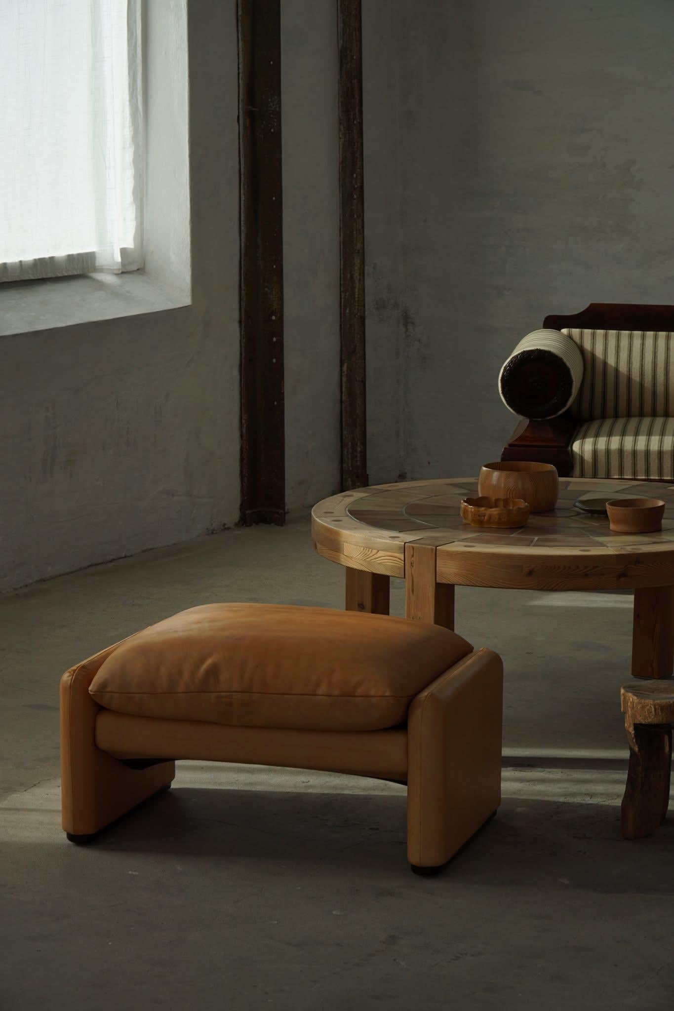 Grande table basse ronde en pin et céramique, design danois, années 1970, Sallingboe en vente 3