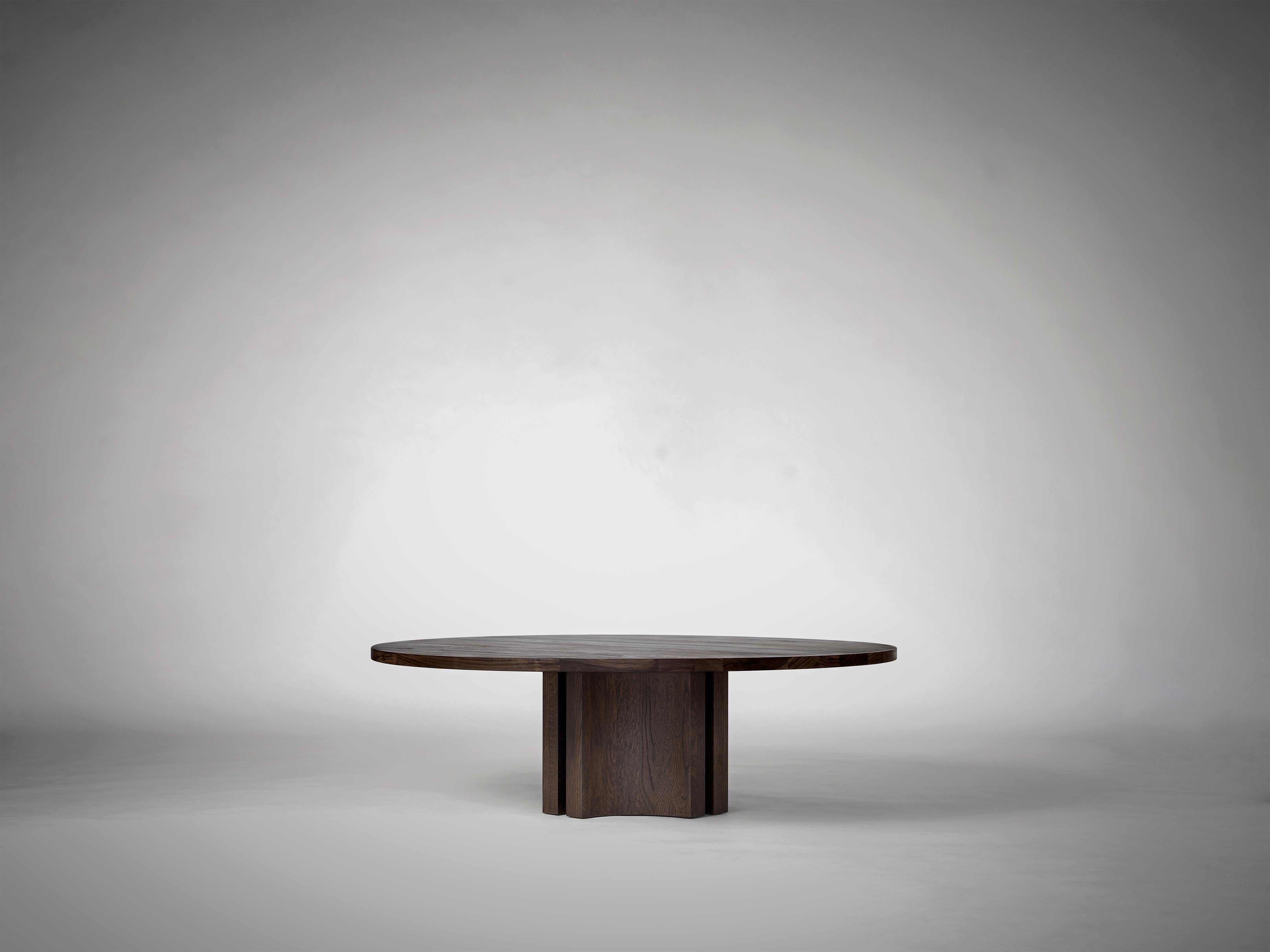 Dutch Large Round Coffee Table in Solid Dark Brown European Oak - Aperta by Mokko For Sale