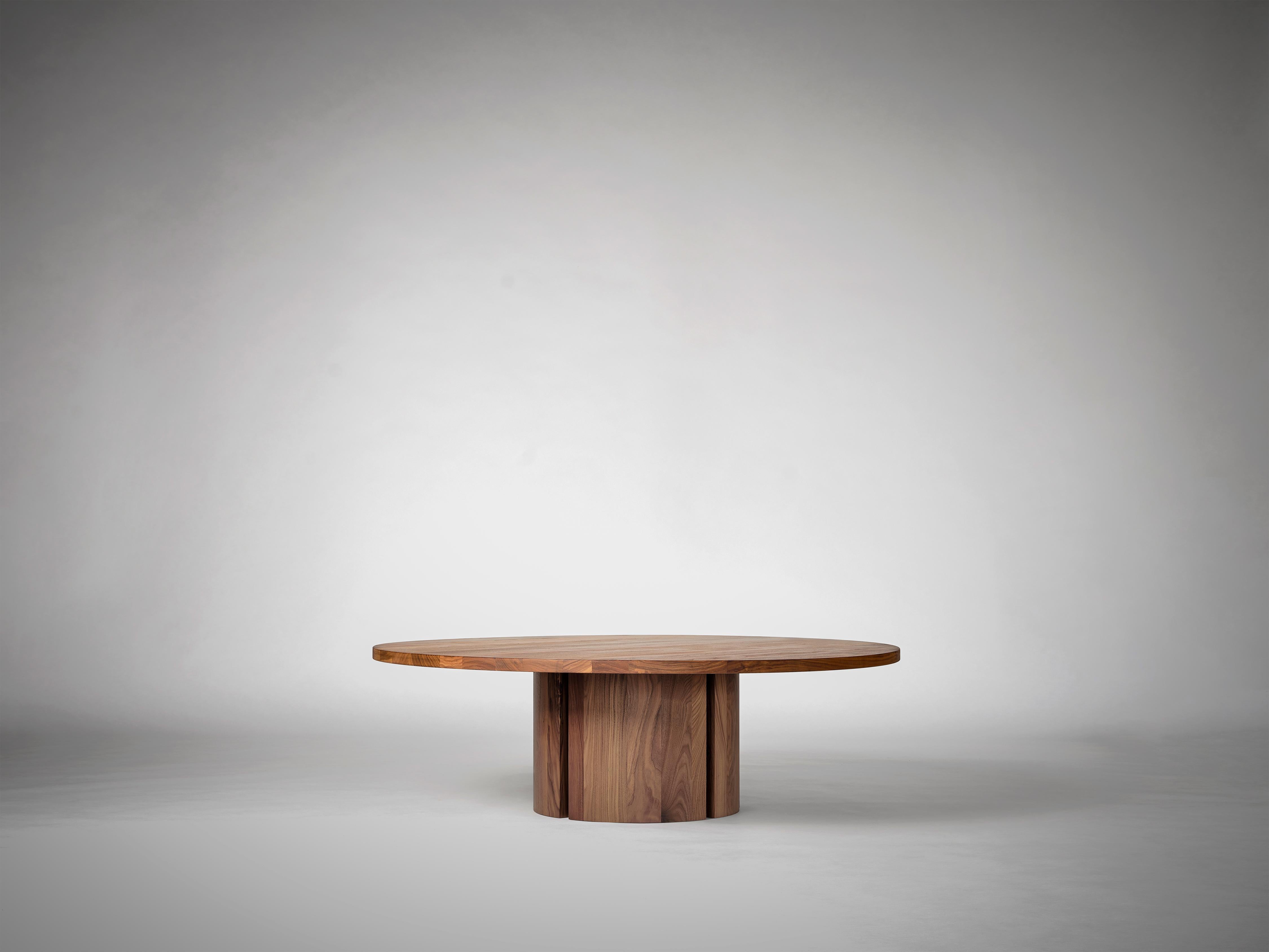 Contemporary Large Round Coffee Table in Solid Dark Brown European Oak - Aperta by Mokko For Sale