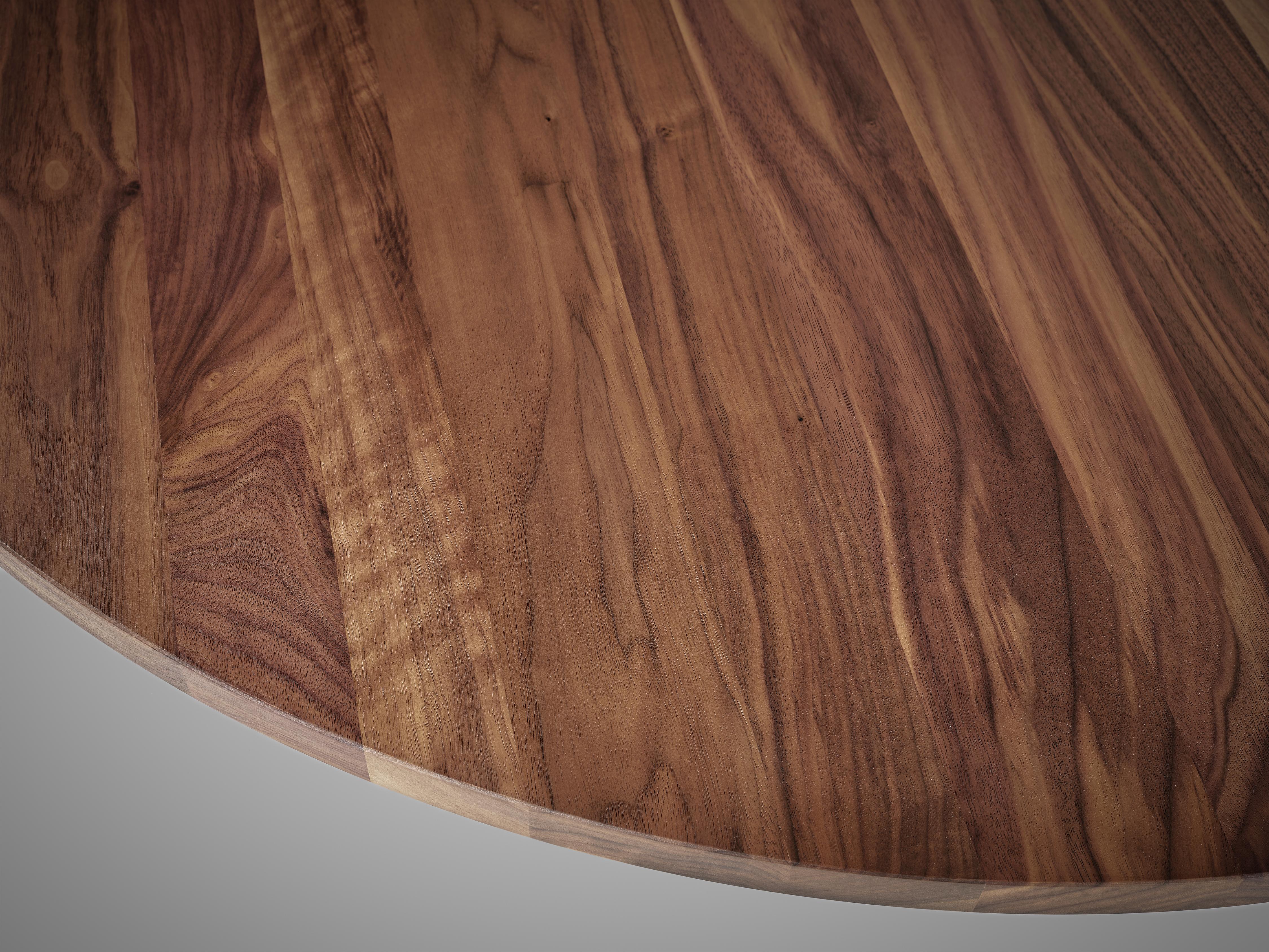 Large Round Coffee Table in Solid Dark Brown European Oak - Aperta by Mokko For Sale 2