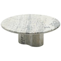 Large Round Coffee Table Made with White Sicilian Marble, 1970s