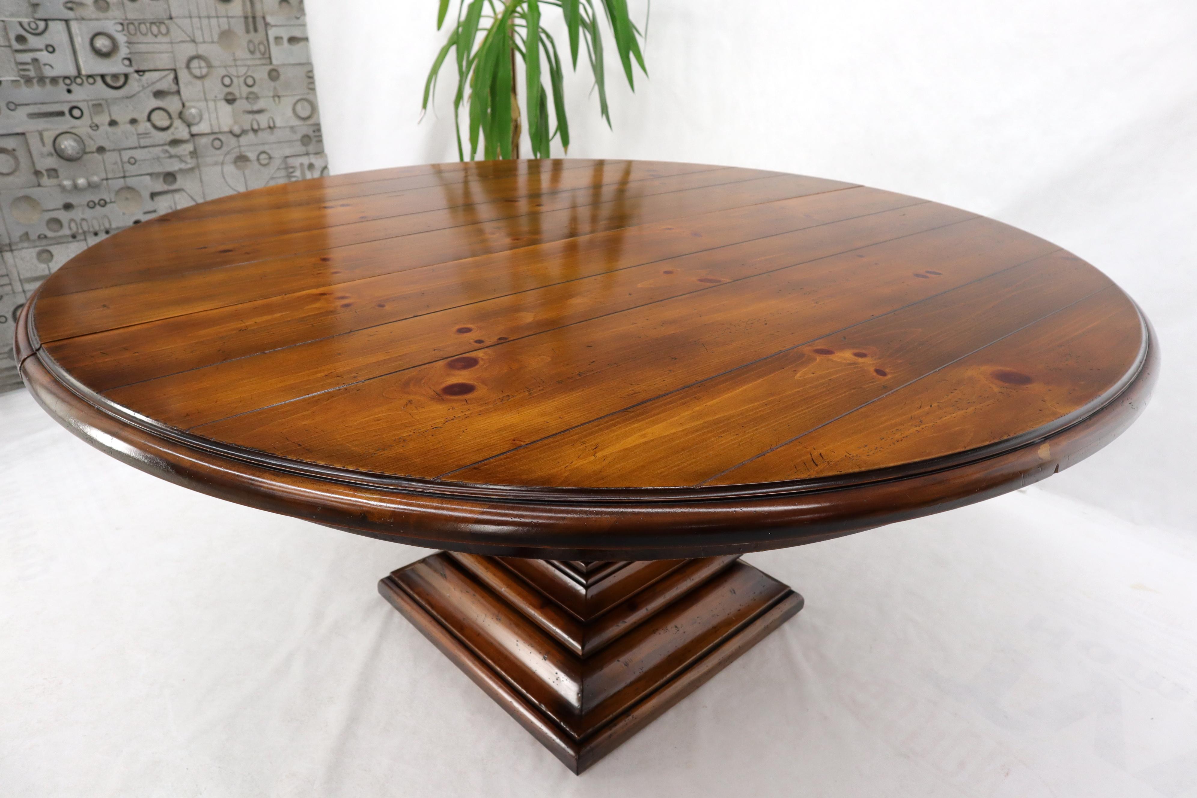 Large Round Colonial Spanish Square Base Pine Dining Table by Ralph Lauren 5