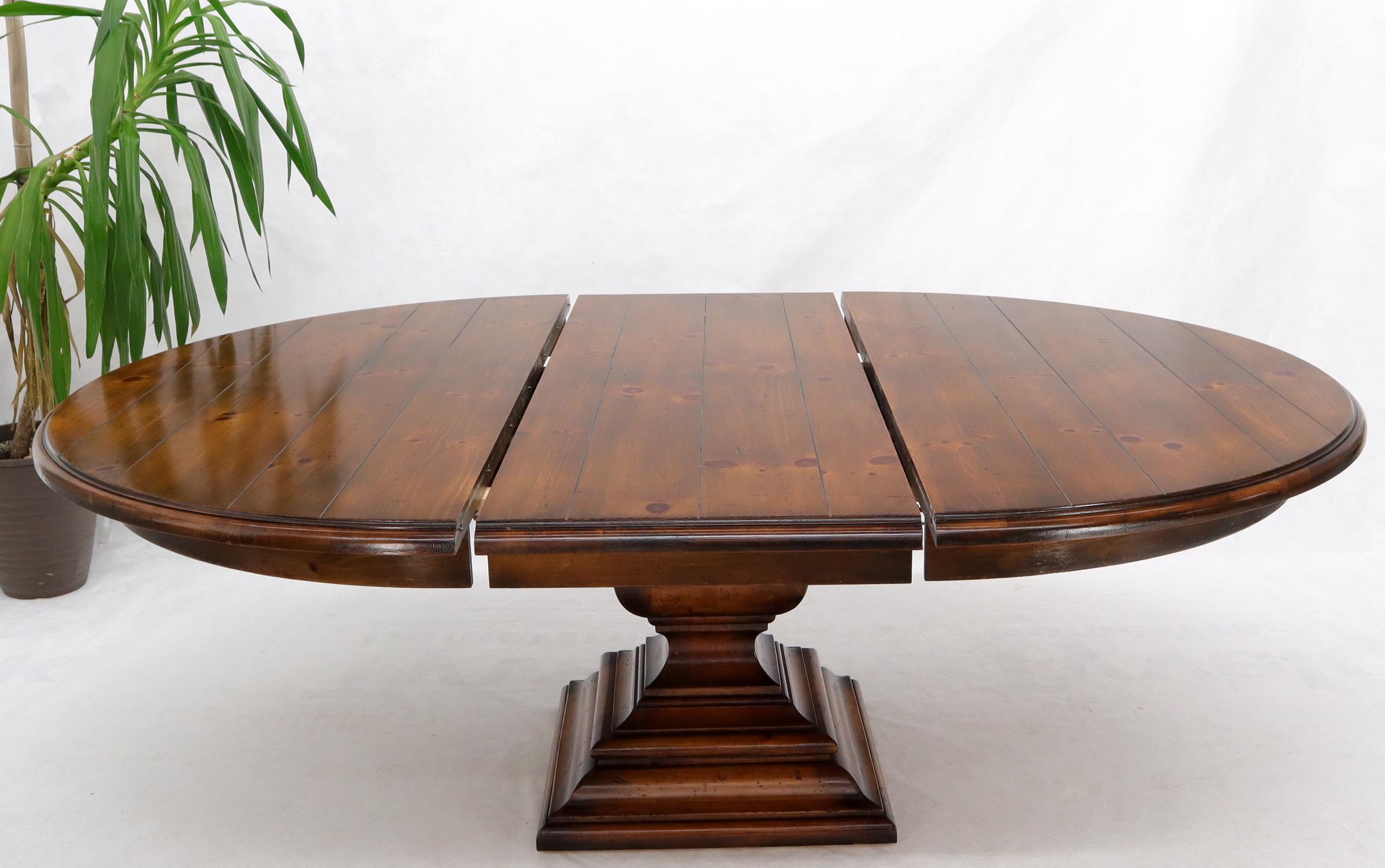 Large Round Colonial Spanish Square Base Pine Dining Table by Ralph Lauren 6