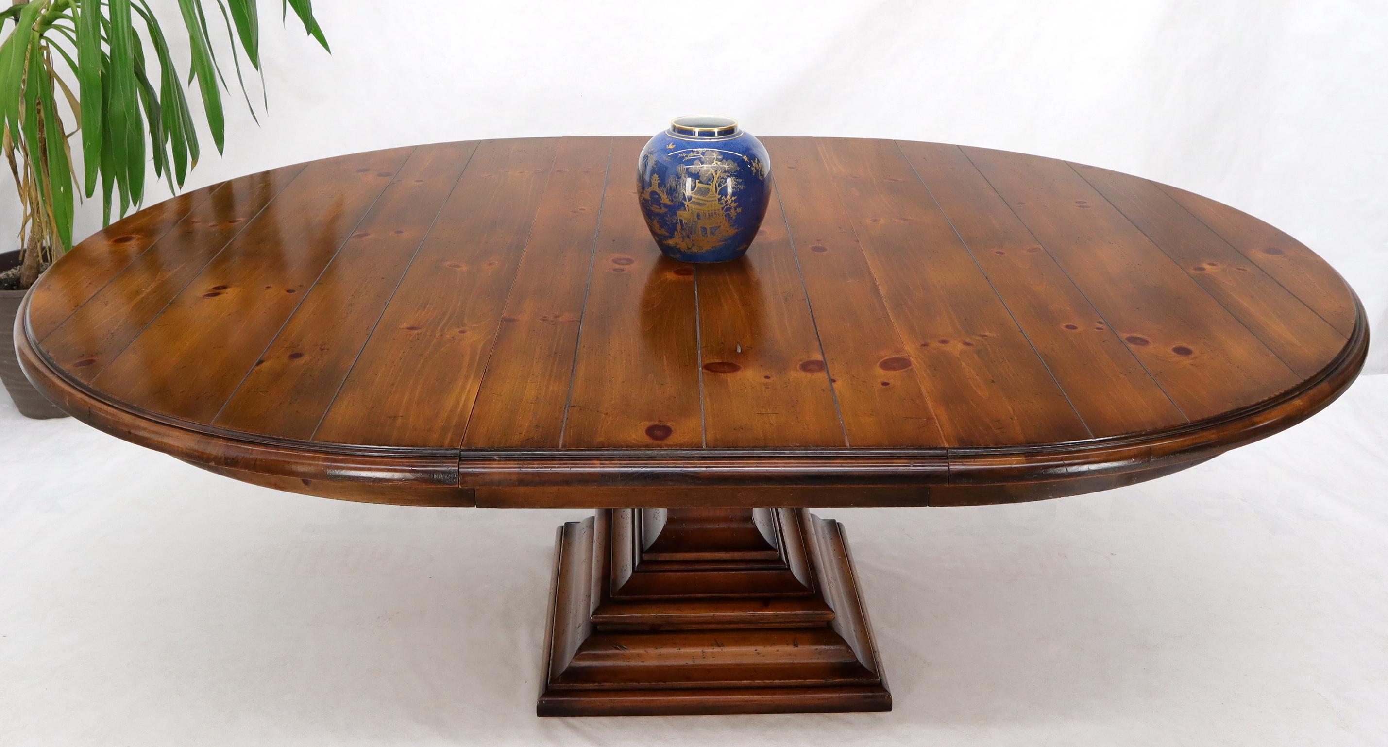 Large Round Colonial Spanish Square Base Pine Dining Table by Ralph Lauren 8