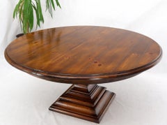 Large Round Colonial Spanish Square Base Pine Dining Table by Ralph Lauren