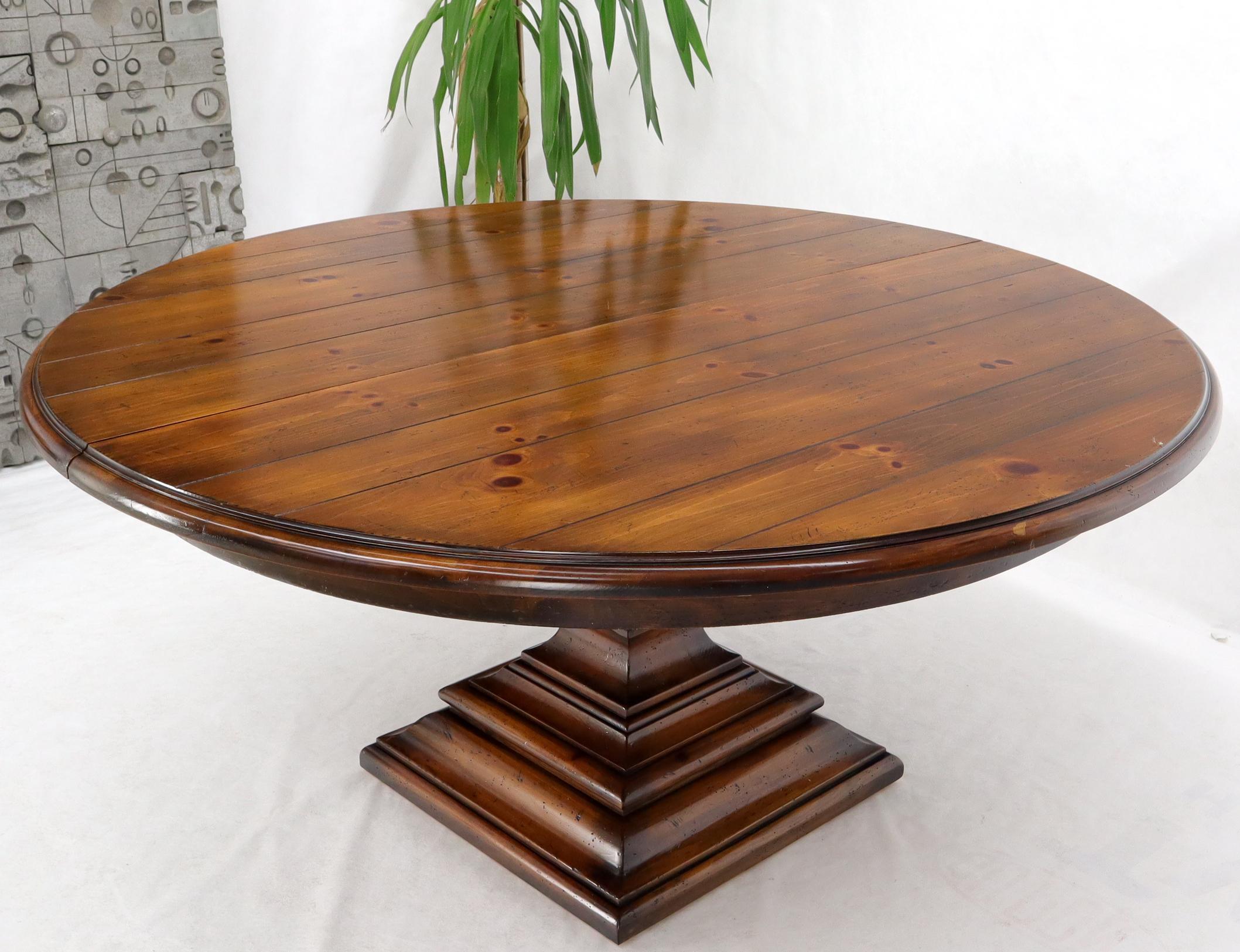 Spanish Colonial Large Round Colonial Spanish Square Base Pine Dining Table by Ralph Lauren