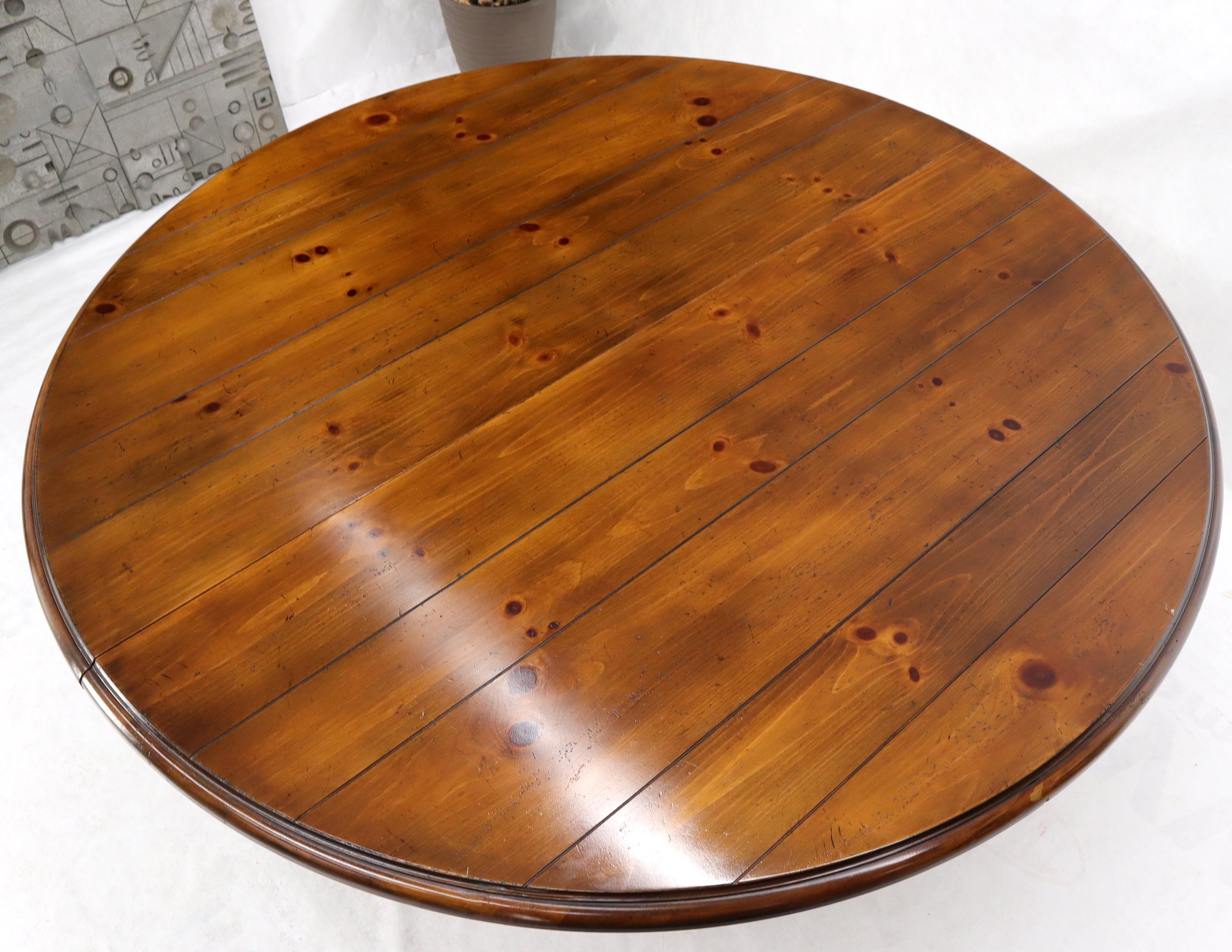 Lacquered Large Round Colonial Spanish Square Base Pine Dining Table by Ralph Lauren