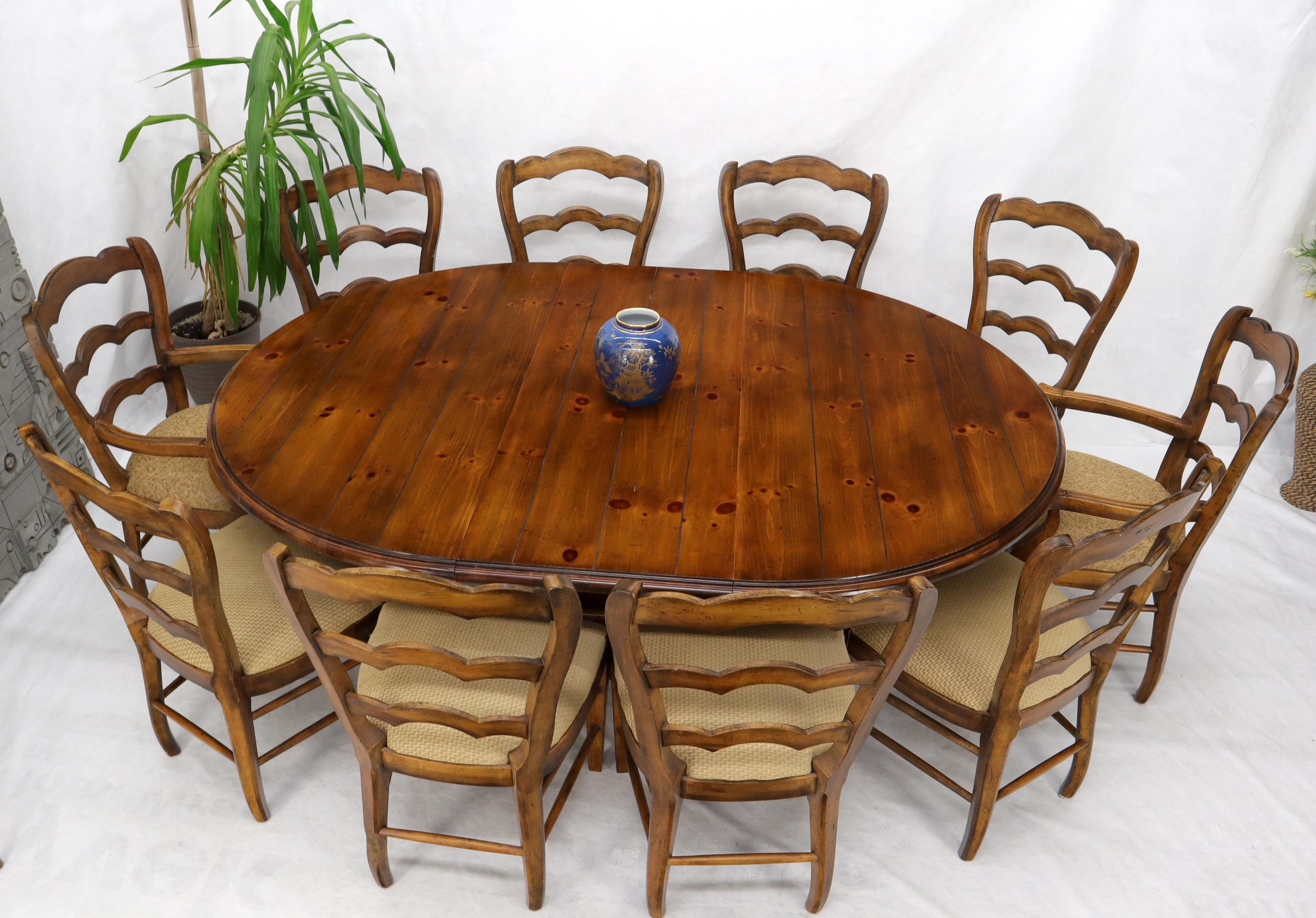 Large Round Colonial Spanish Square Base Pine Dining Table by Ralph Lauren In Good Condition In Rockaway, NJ