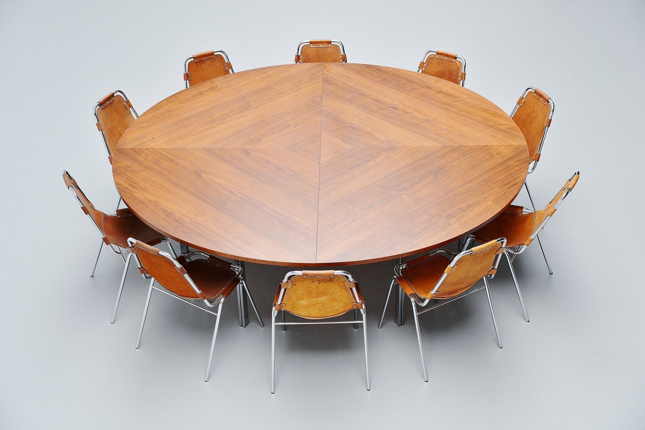 Belgian Large Round Conference Table Florence Knoll International Style, 1960