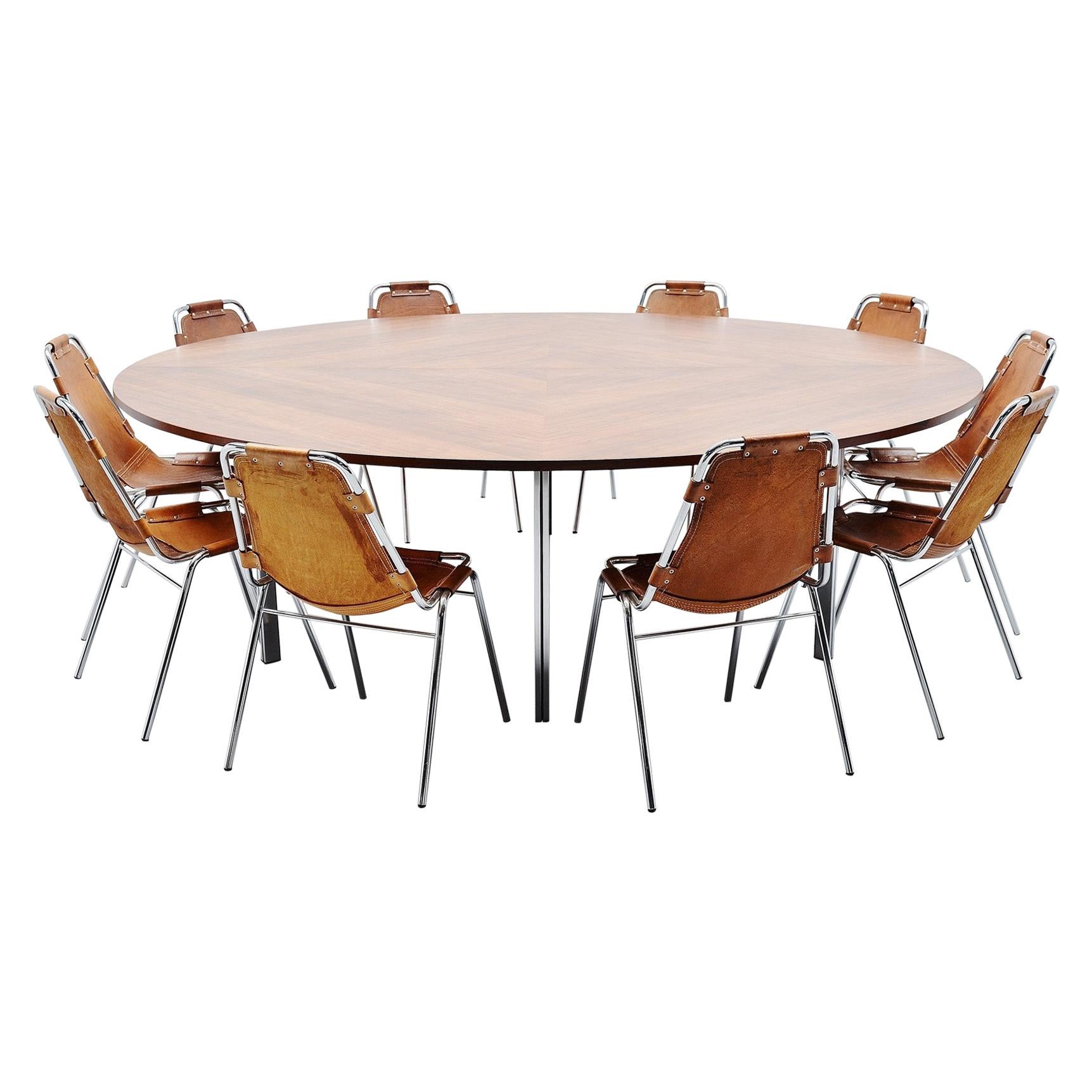 Large Round Conference Table Florence Knoll International Style, 1960