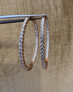 Large Round Diamond Hoop Inside Out Earrings 2.23 Carat Total 18k Rose Gold