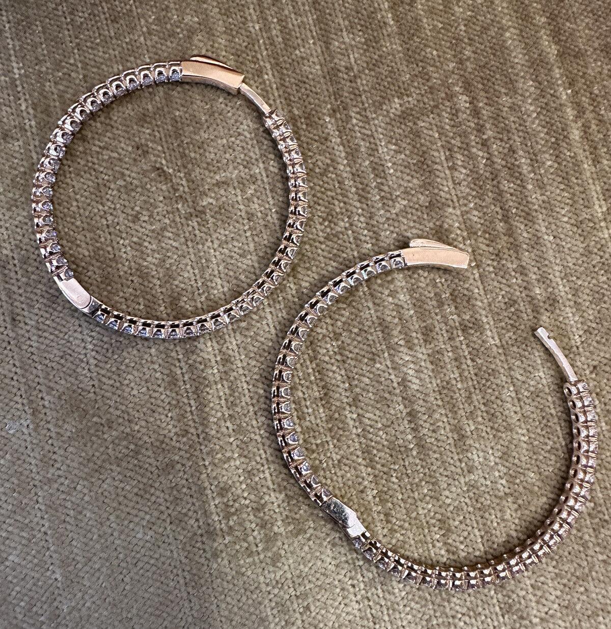 Large Round Diamond Hoop Inside Out Earrings 2.23 Carat Total 18k Rose Gold In Excellent Condition For Sale In La Jolla, CA