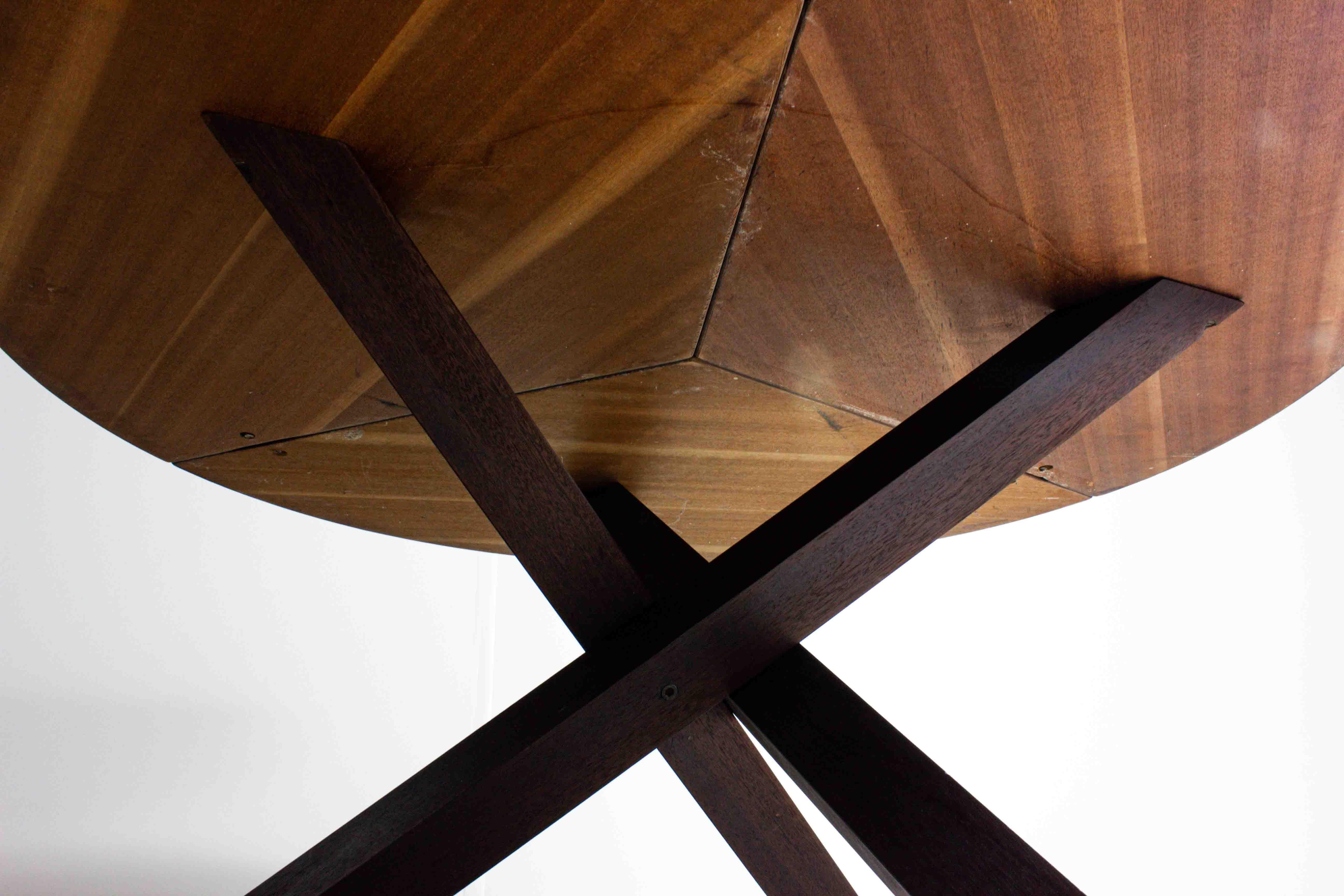 Large round dining table by Gerard Geytenbeek in wengé wood, Belgium 1960s 3