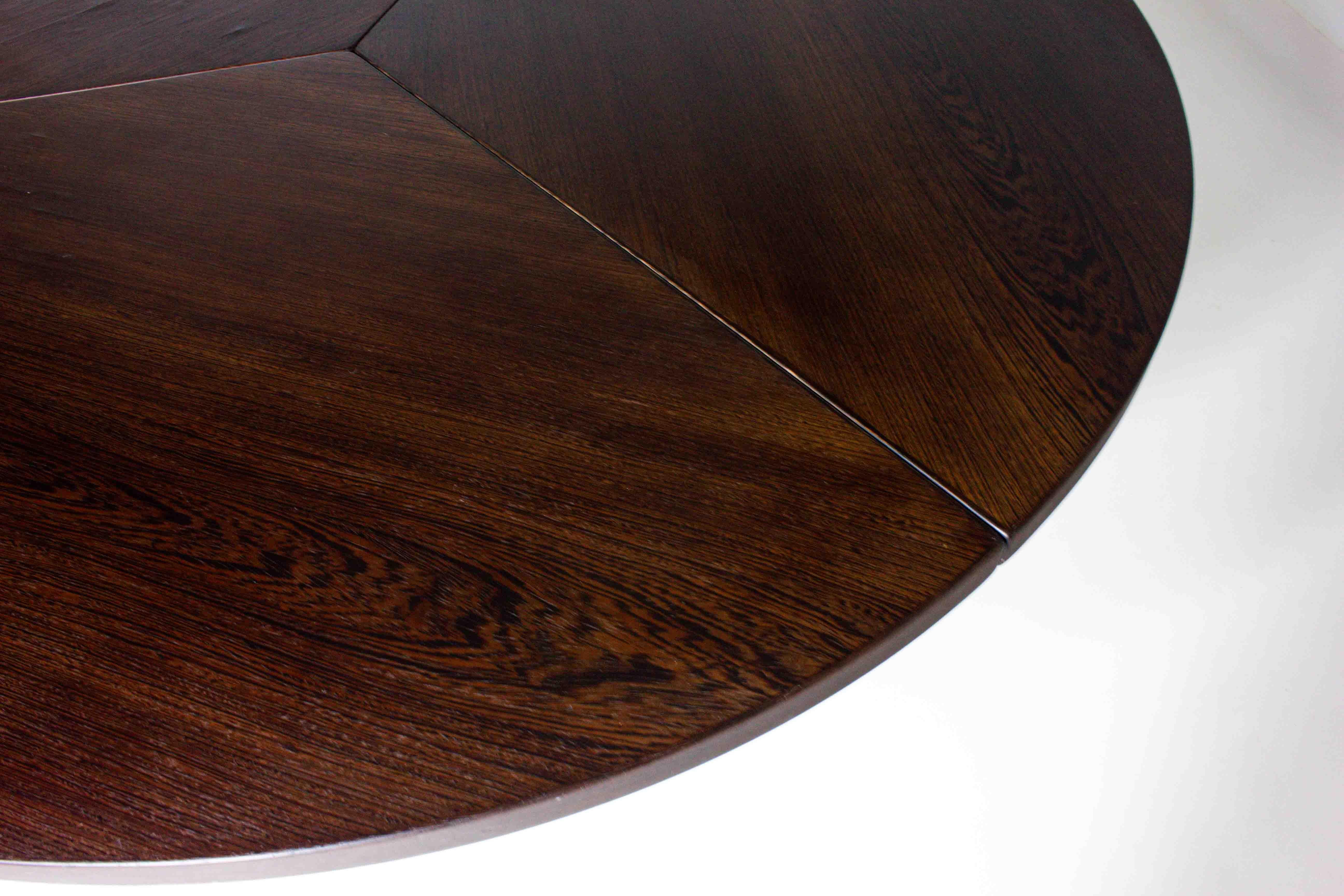 Large round dining table by Gerard Geytenbeek in wengé wood, Belgium 1960s 6