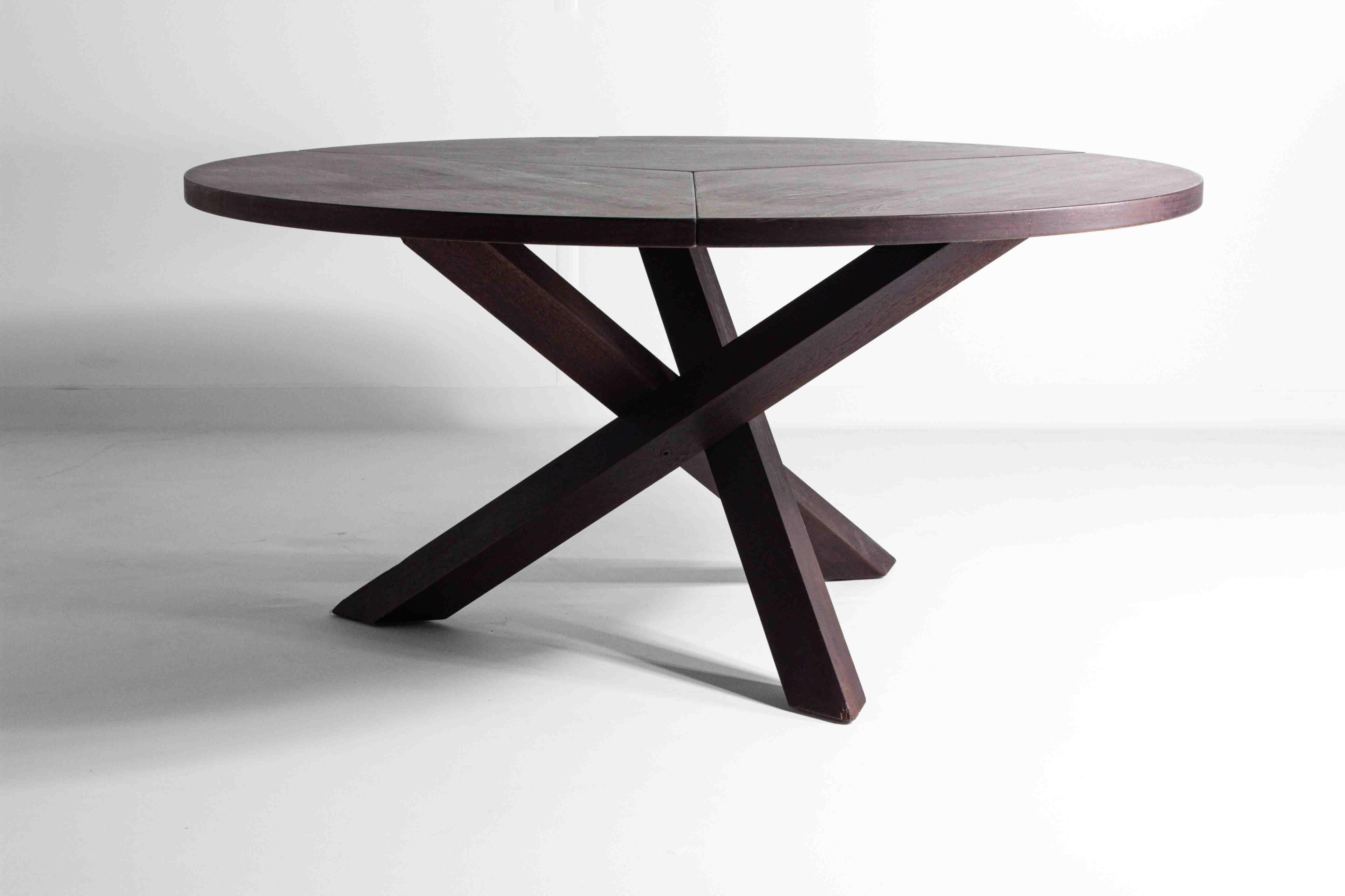 Mid-Century Modern Large round dining table by Gerard Geytenbeek in wengé wood, Belgium 1960s