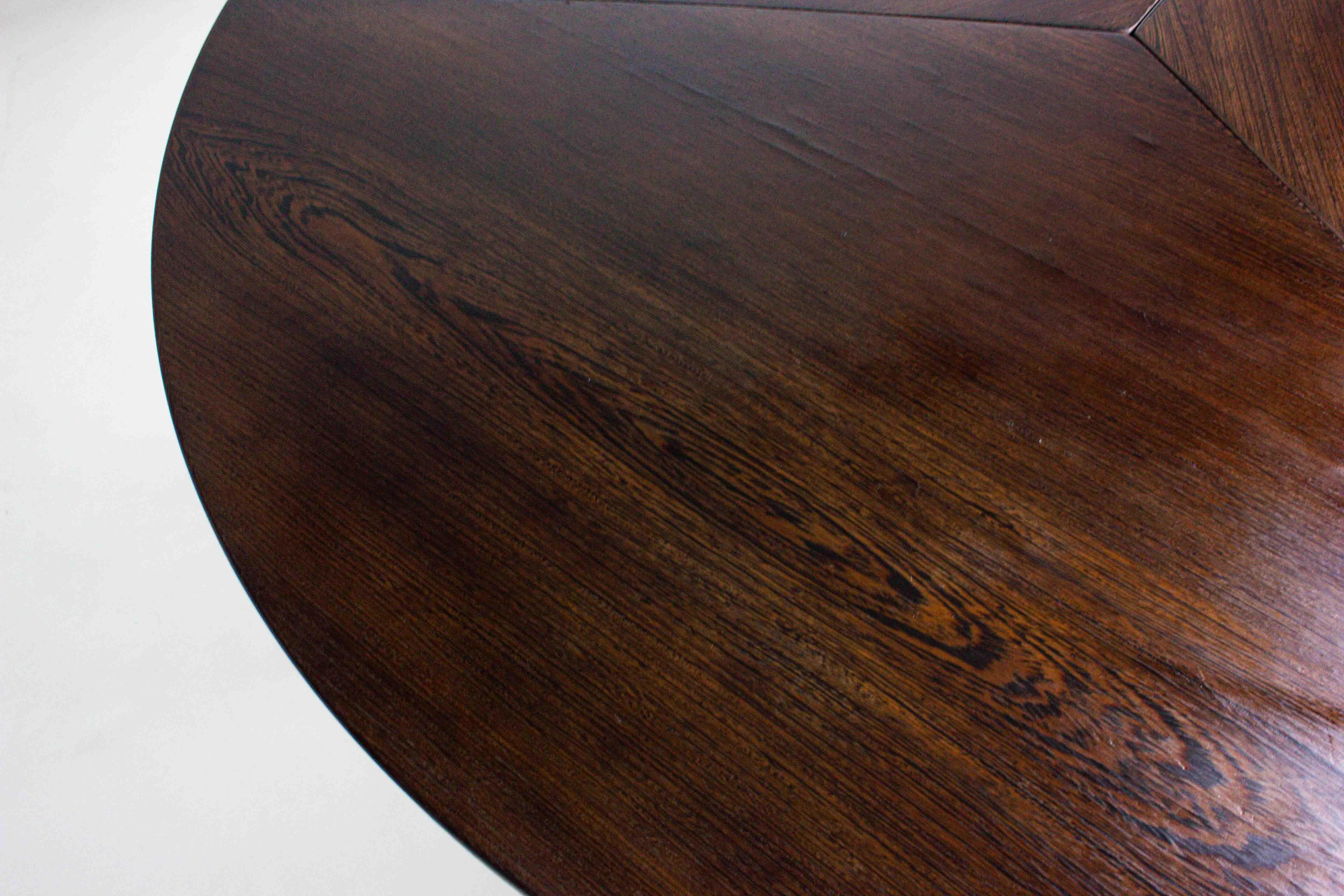 Large round dining table by Gerard Geytenbeek in wengé wood, Belgium 1960s 2