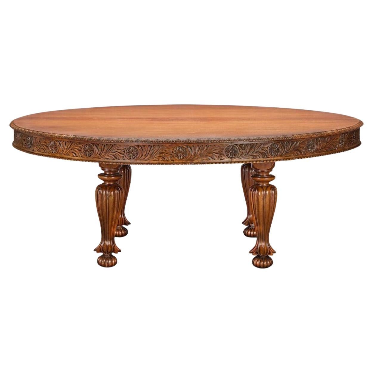 Large Round Dining Table, From The 19th Century. For Sale