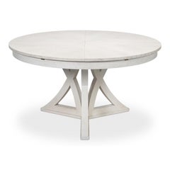 Grande table de salle à manger ronde en chêne blanc avec piètement en X