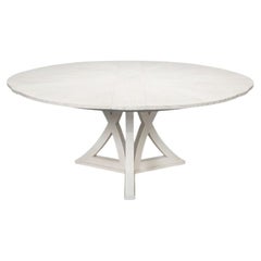 Grande table de salle à manger ronde en chêne blanc avec piètement en X