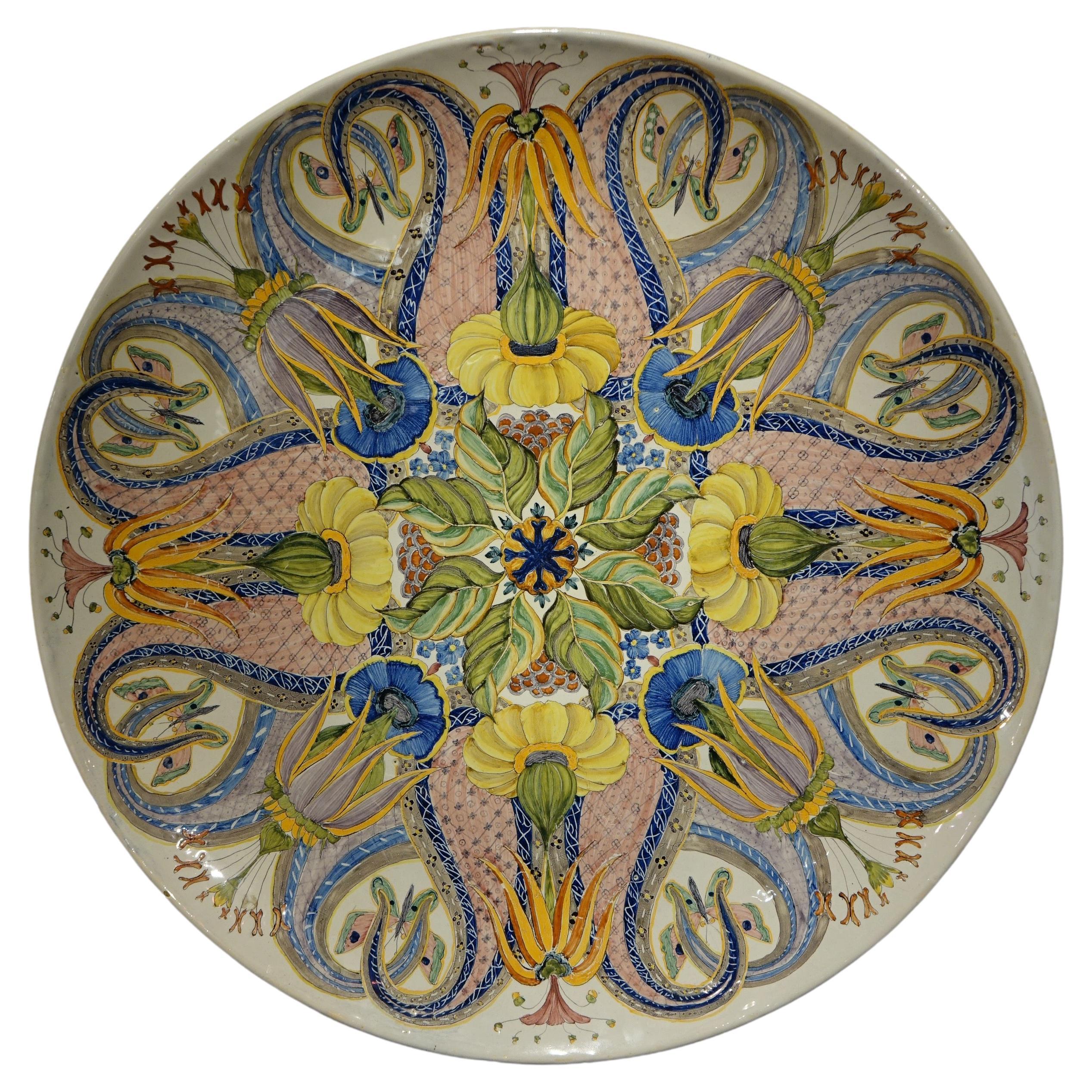 Large round earthenware plate of Premieres , Circa 1880 For Sale