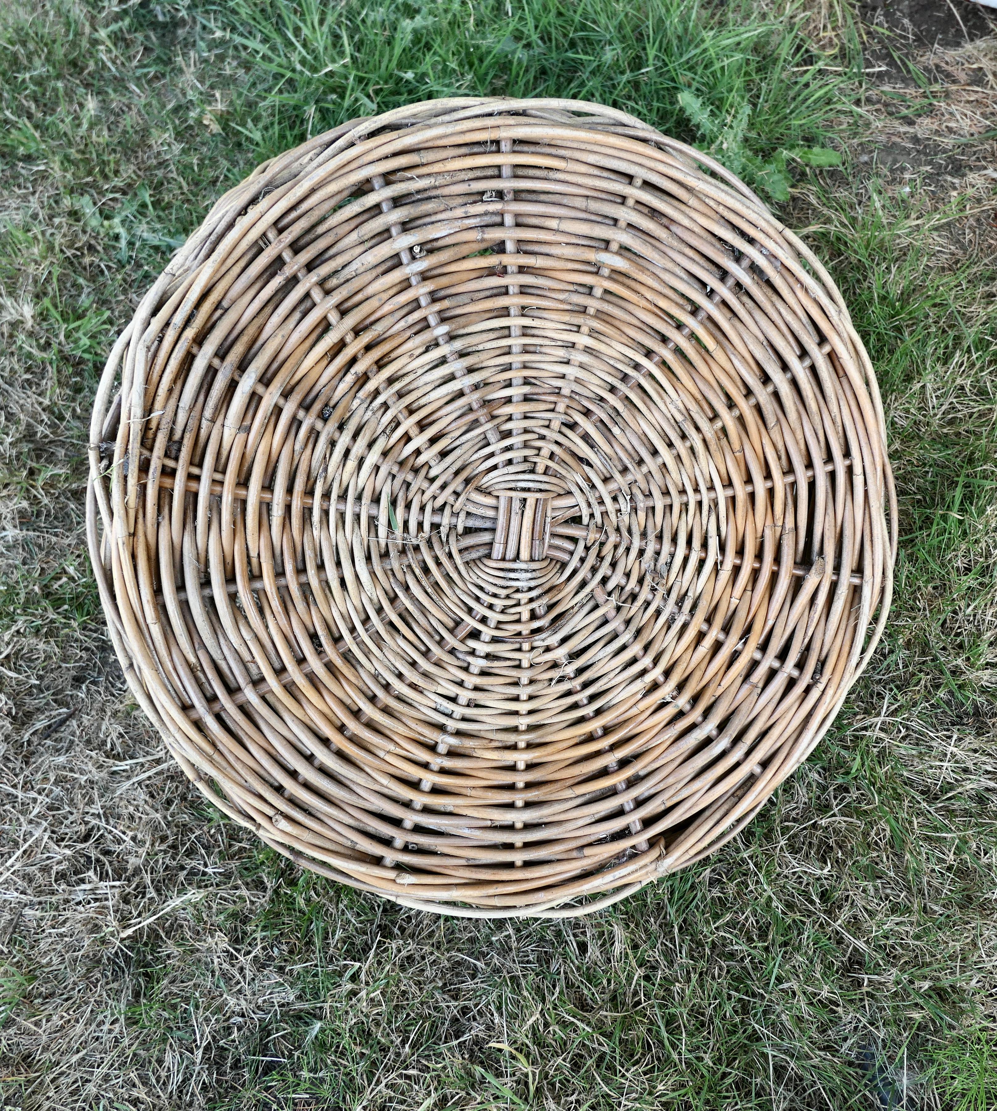 Large Round French Antique Wicker Bread Basket In Good Condition For Sale In Chillerton, Isle of Wight