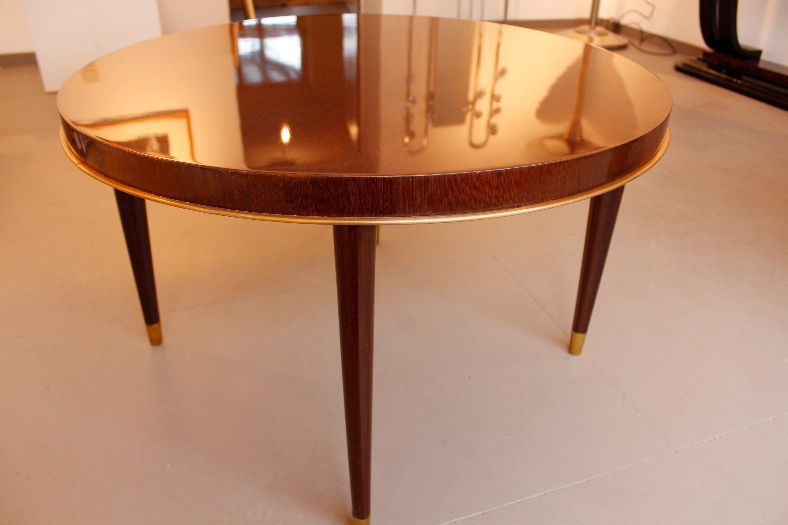 Elegant French round Art Deco coffeetable attributed to 