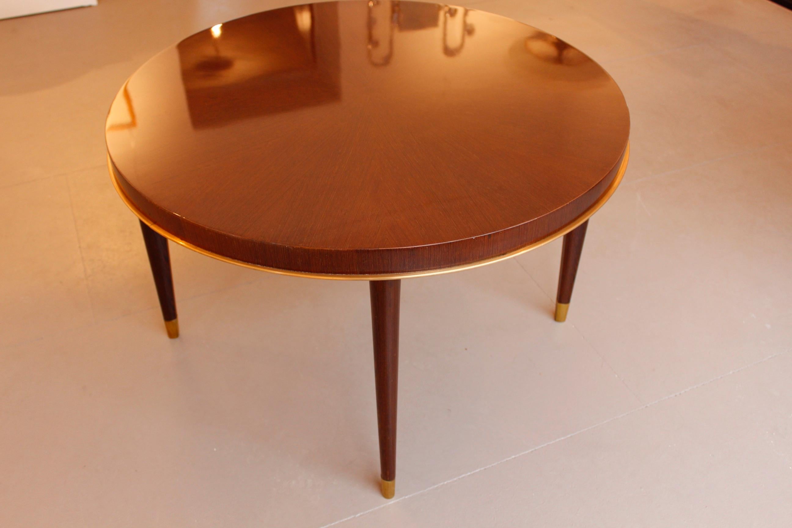 Poli Grande table basse ronde Art Déco attribuée à « Maison Dominique », Paris en vente