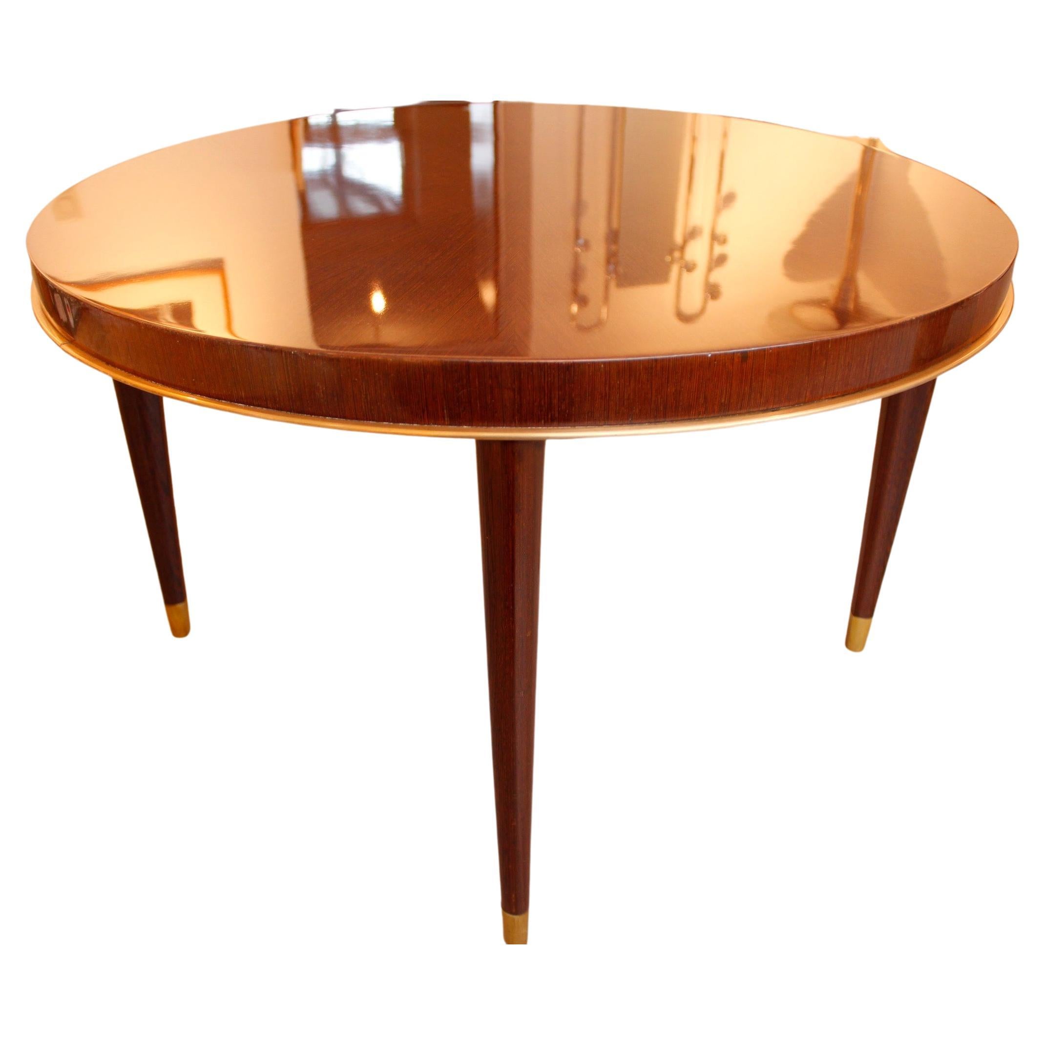 Grande table basse ronde Art Déco attribuée à « Maison Dominique », Paris en vente
