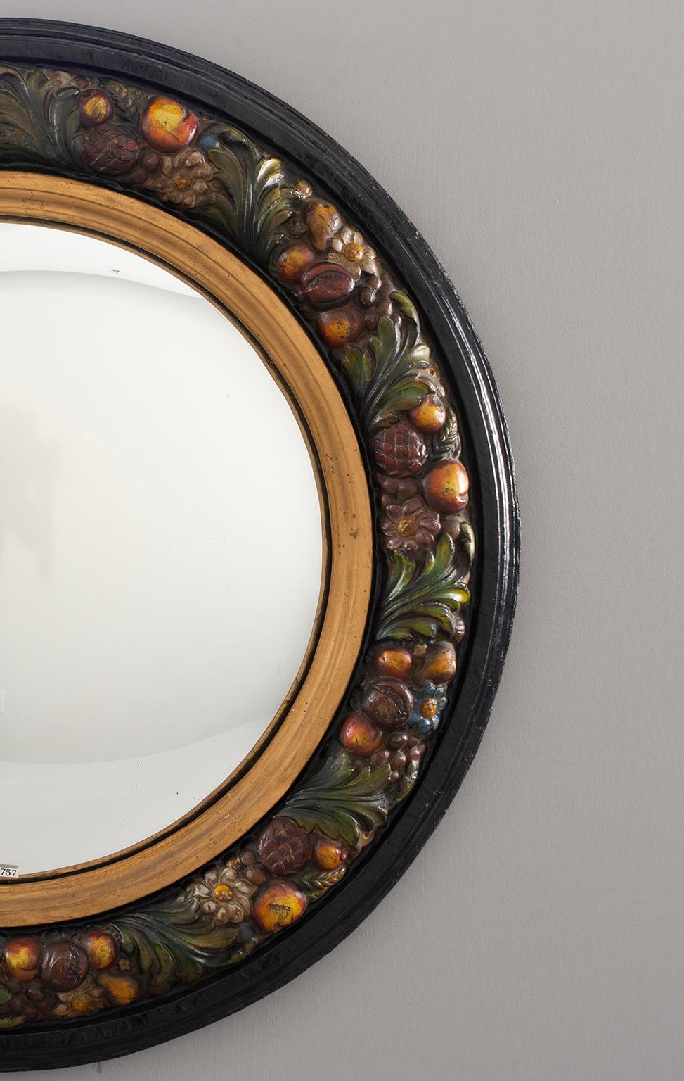 20th Century Large Round French Barbola Mirror