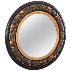 Large Round French Barbola Mirror