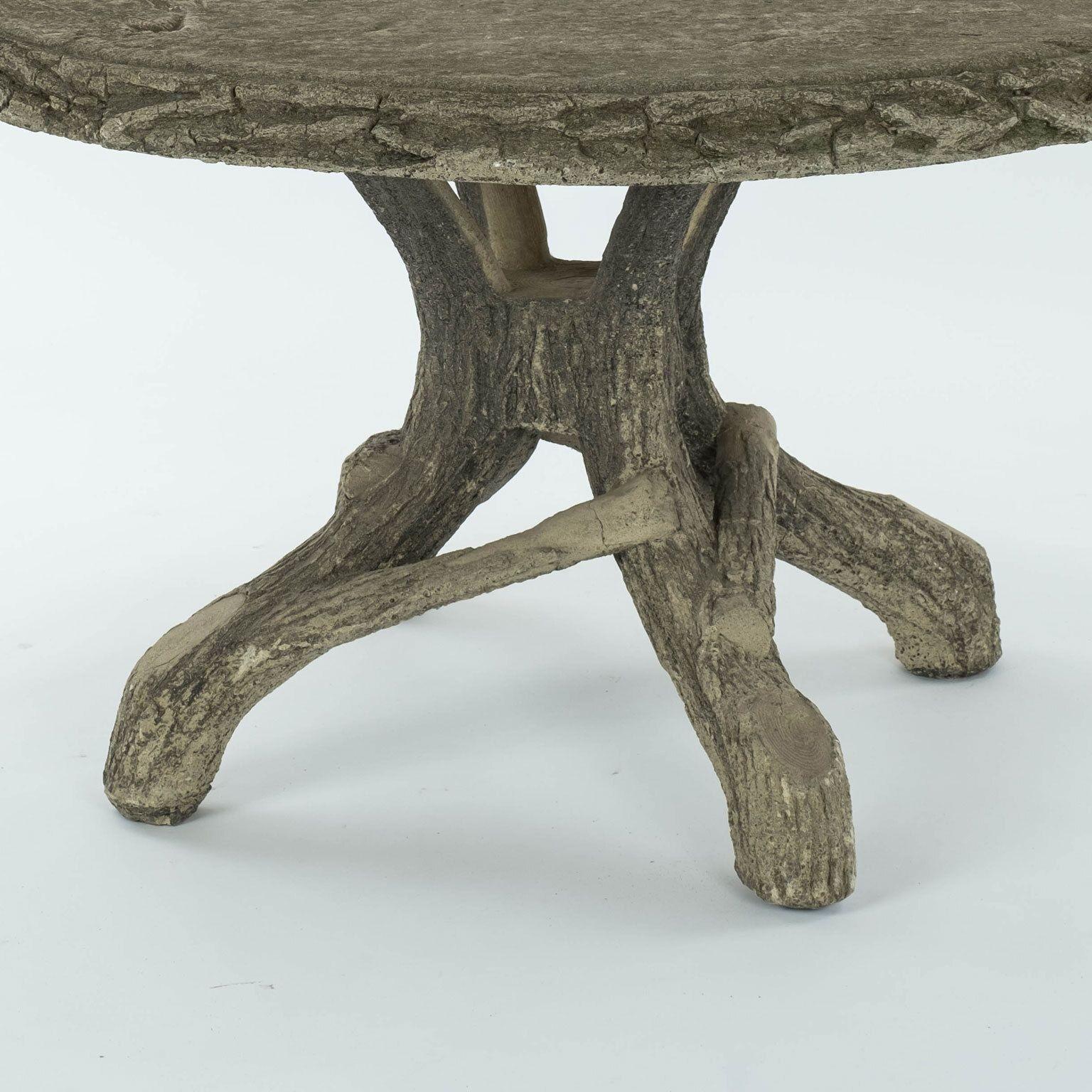 Hand-Crafted Large Round French Faux Bois Table