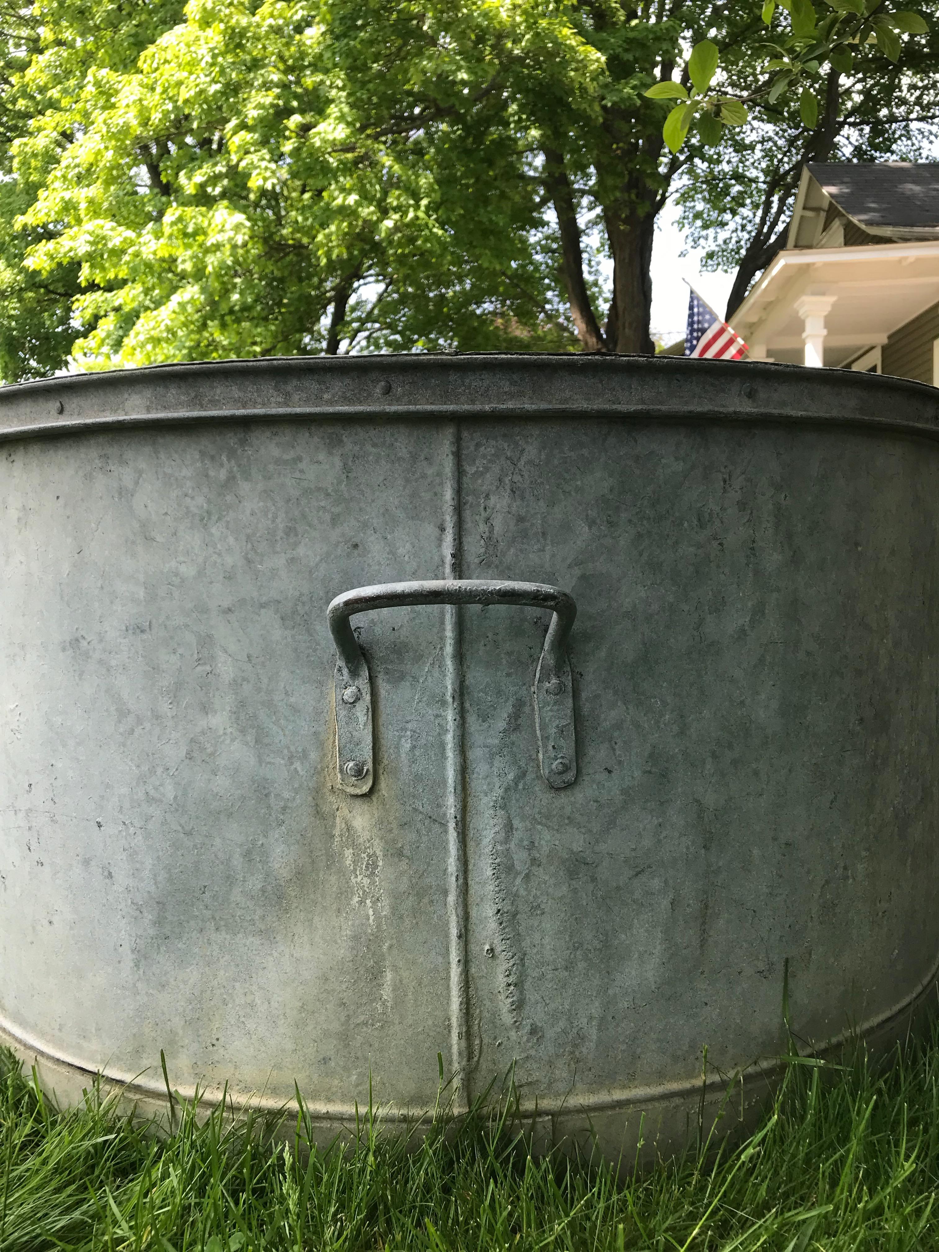 Large Round French Galvanized Tub Planter or Fountain 4